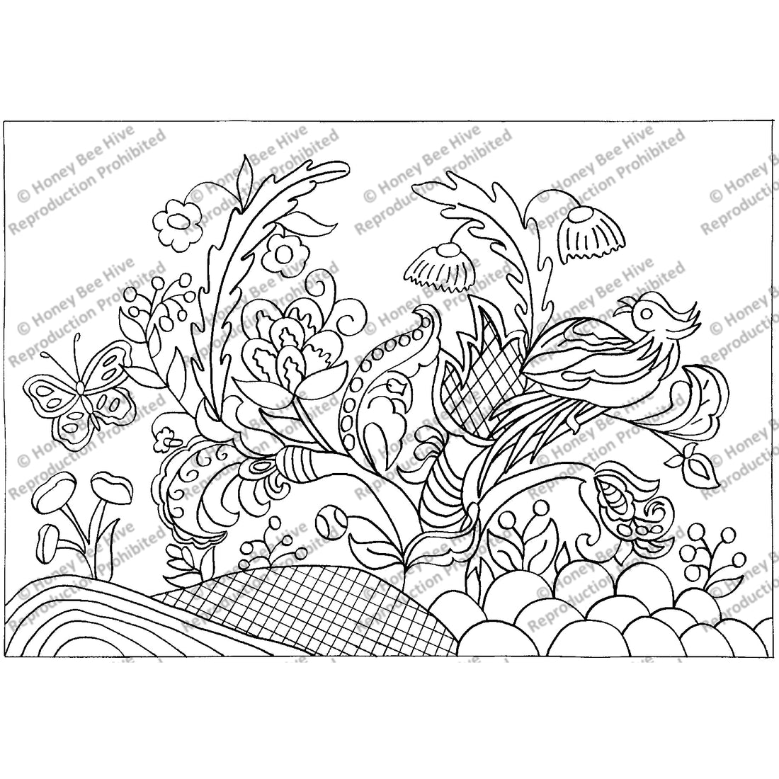 Rug Hooking Pattern: Wide Cut Fancy Crewel (PR1880) | Honey Bee Hive ...