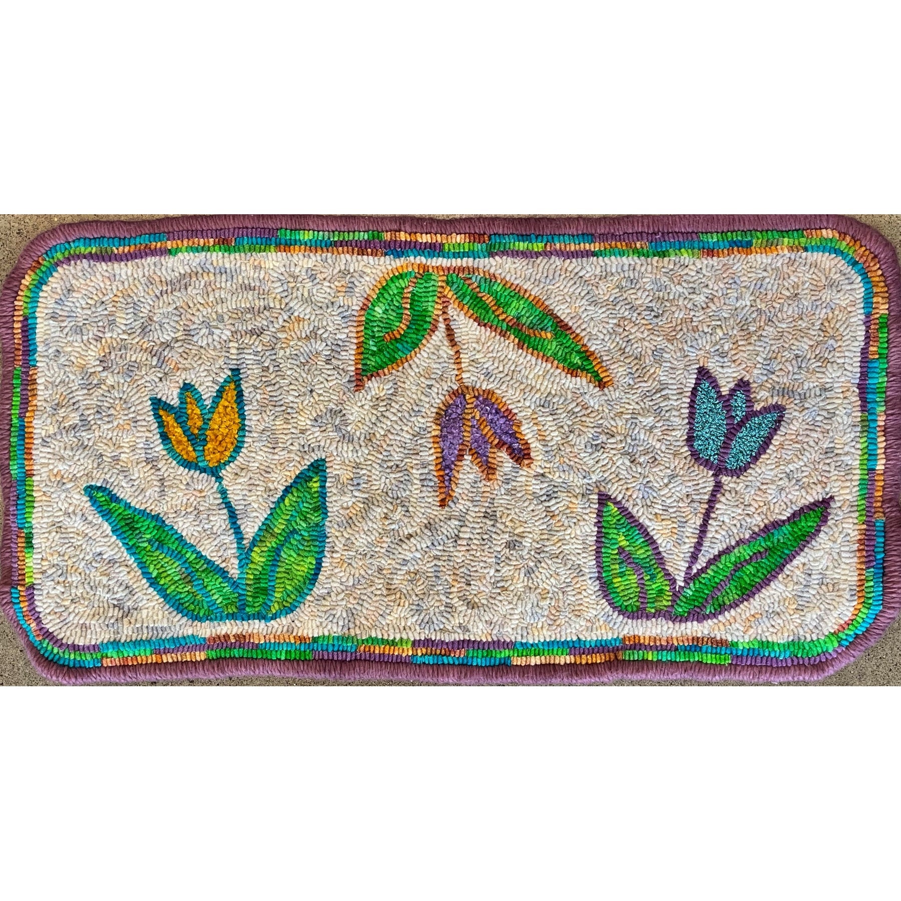 Tulips, rug hooked by Susan Kleidon