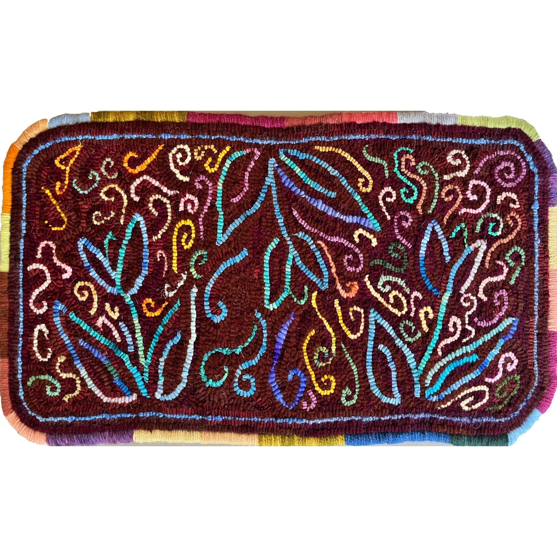 Tulips, rug hooked by Suzan Farrens