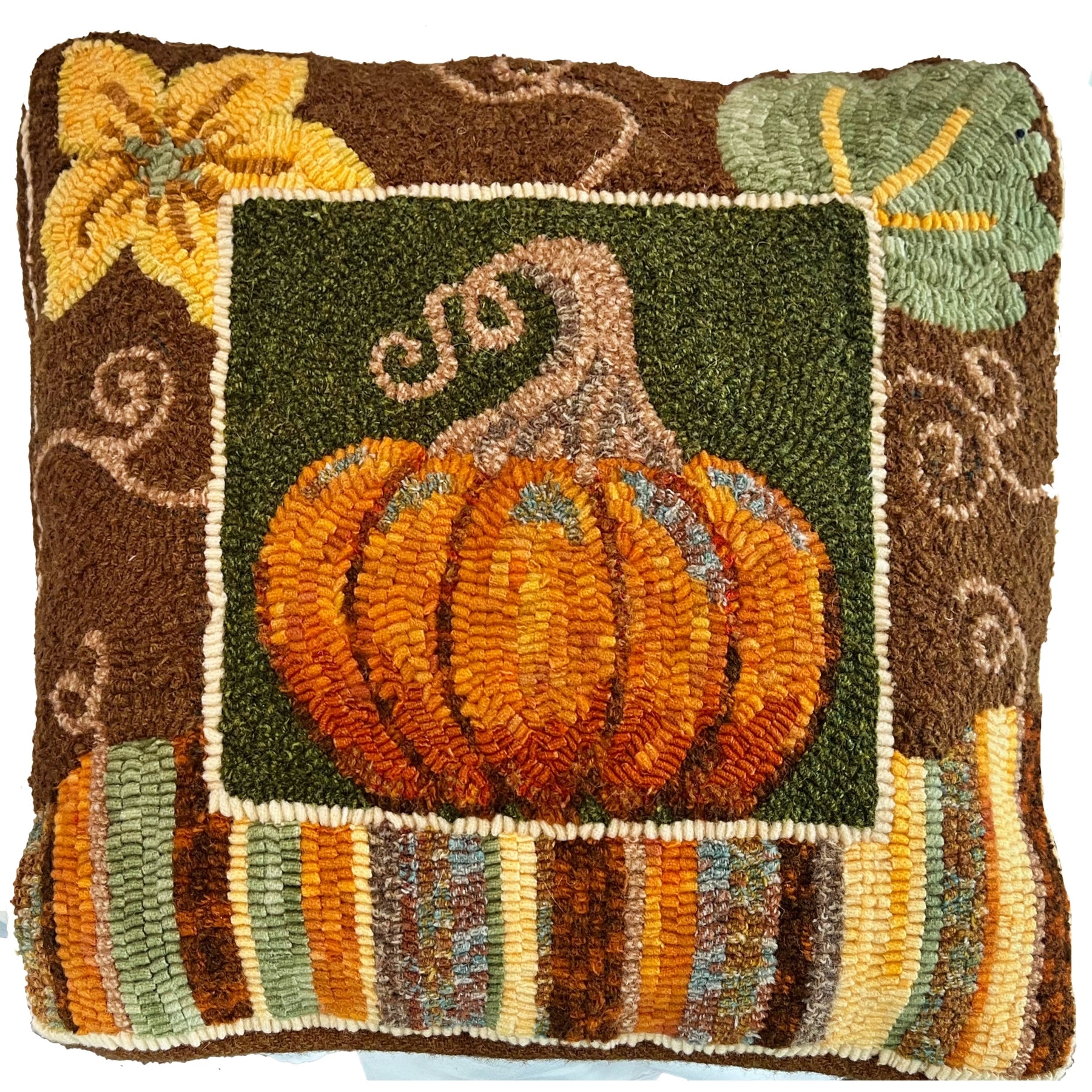 Pumpkin Patch, rug hooked by Ellen Forstrom