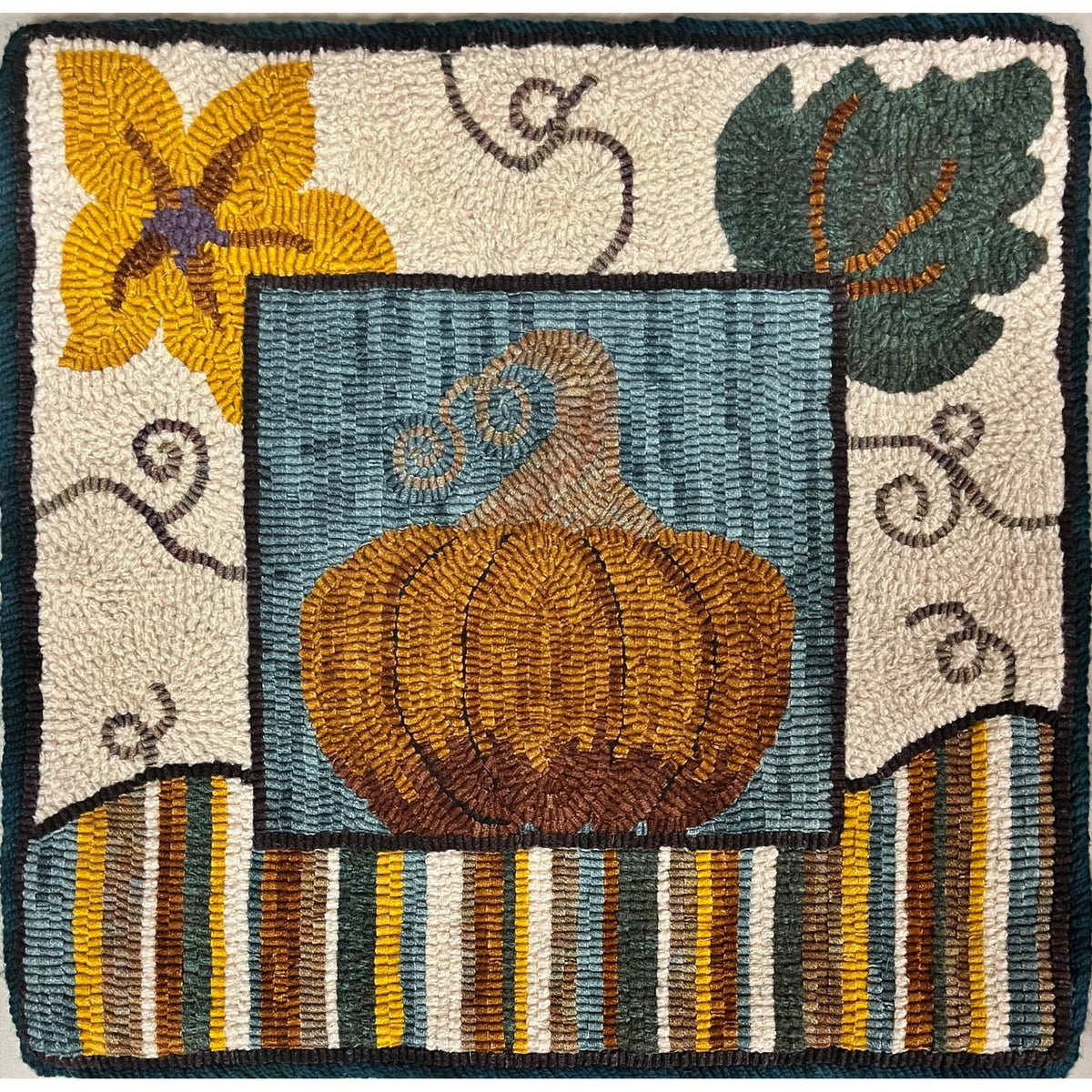 Pumpkin Patch, rug hooked by Jessica Singley