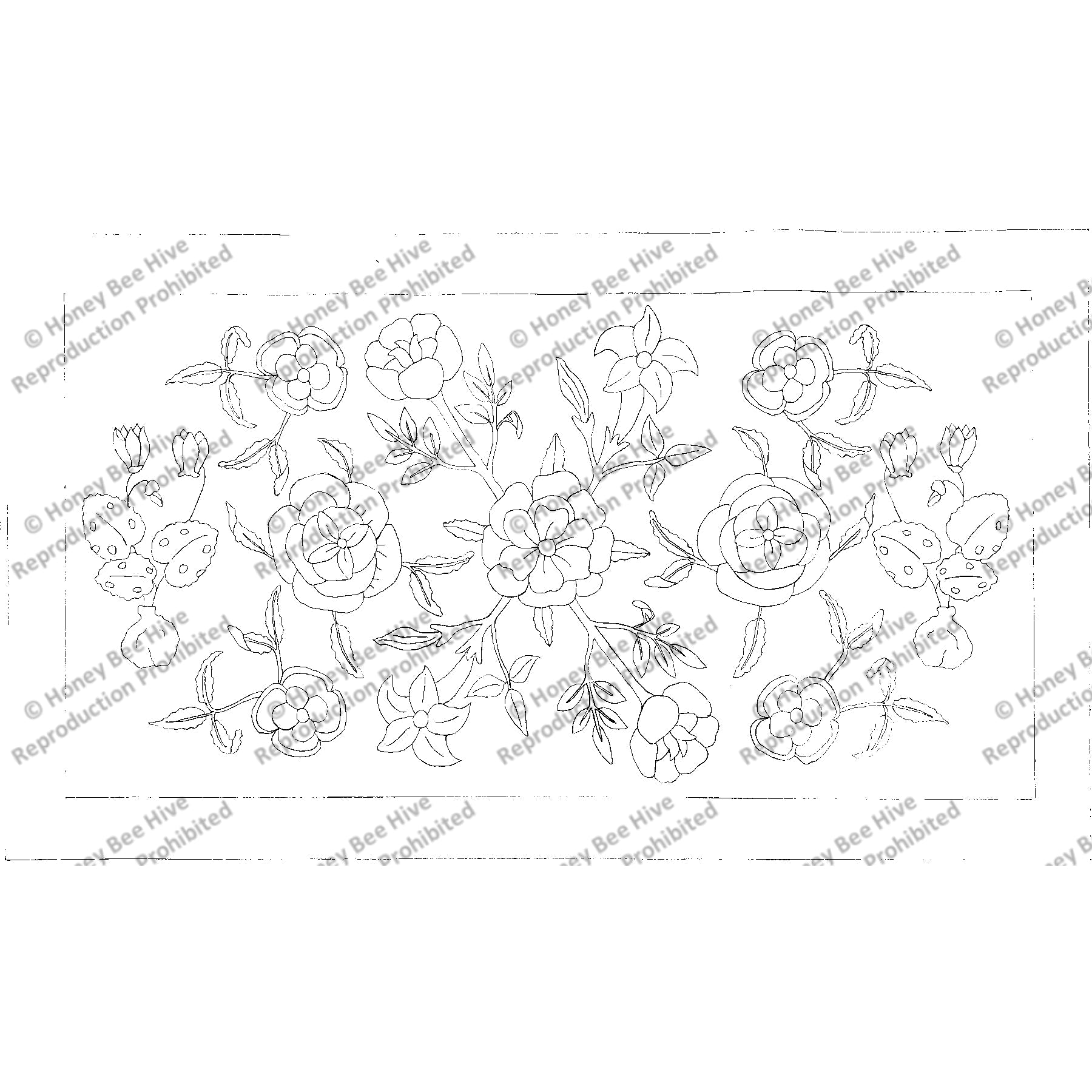Seventeenth Century Flowers, rug hooking pattern