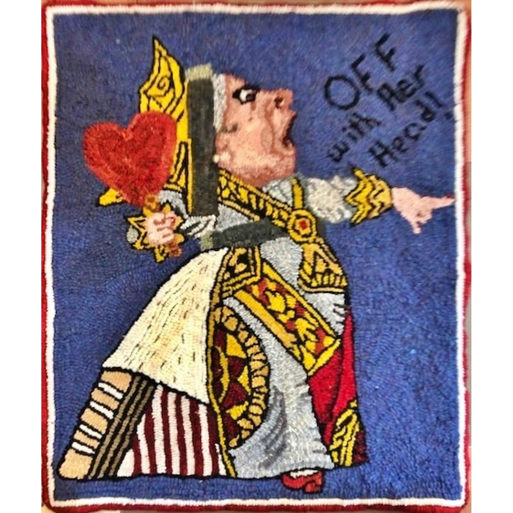 Queen of Hearts, ill. John Tenniel, 1866, rug hooked by Emily Leavitt