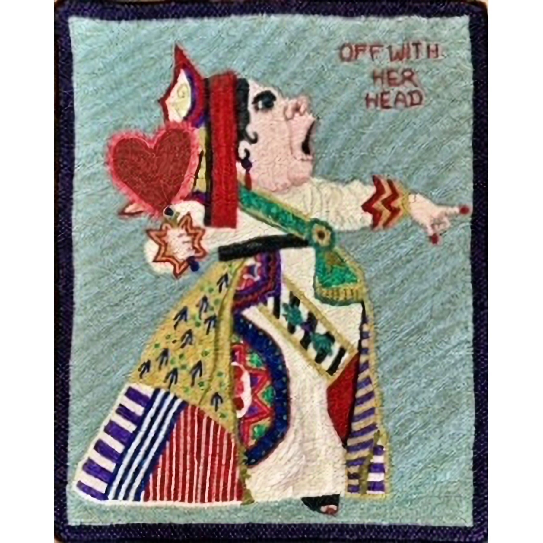 Queen of Hearts, ill. John Tenniel, 1866, rug hooked by Marlene Wurtzbacher