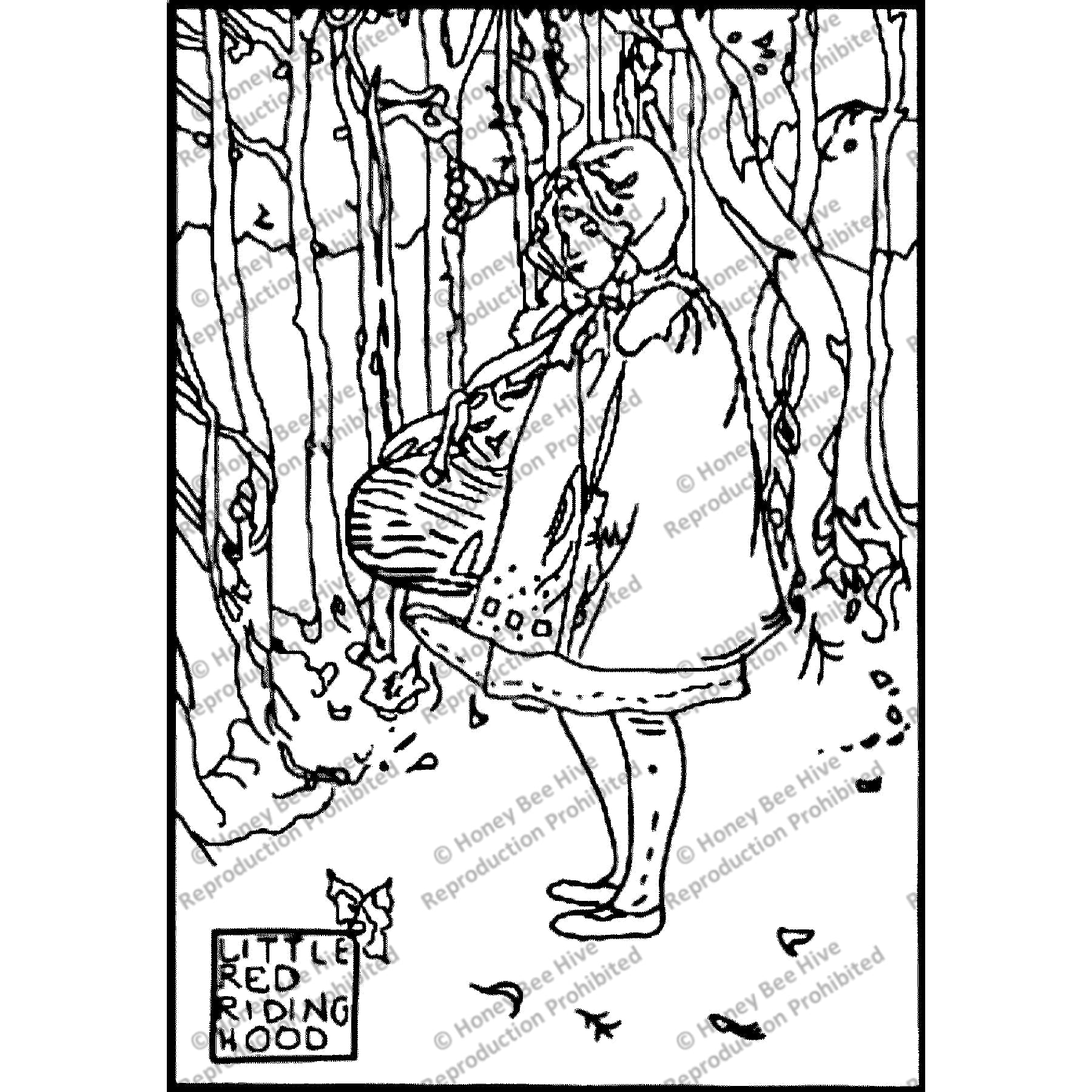 "Little Red Riding Hood," Old French Fairy Tales By Charles Perroult, ill. unkown, 1927, rug hooking pattern