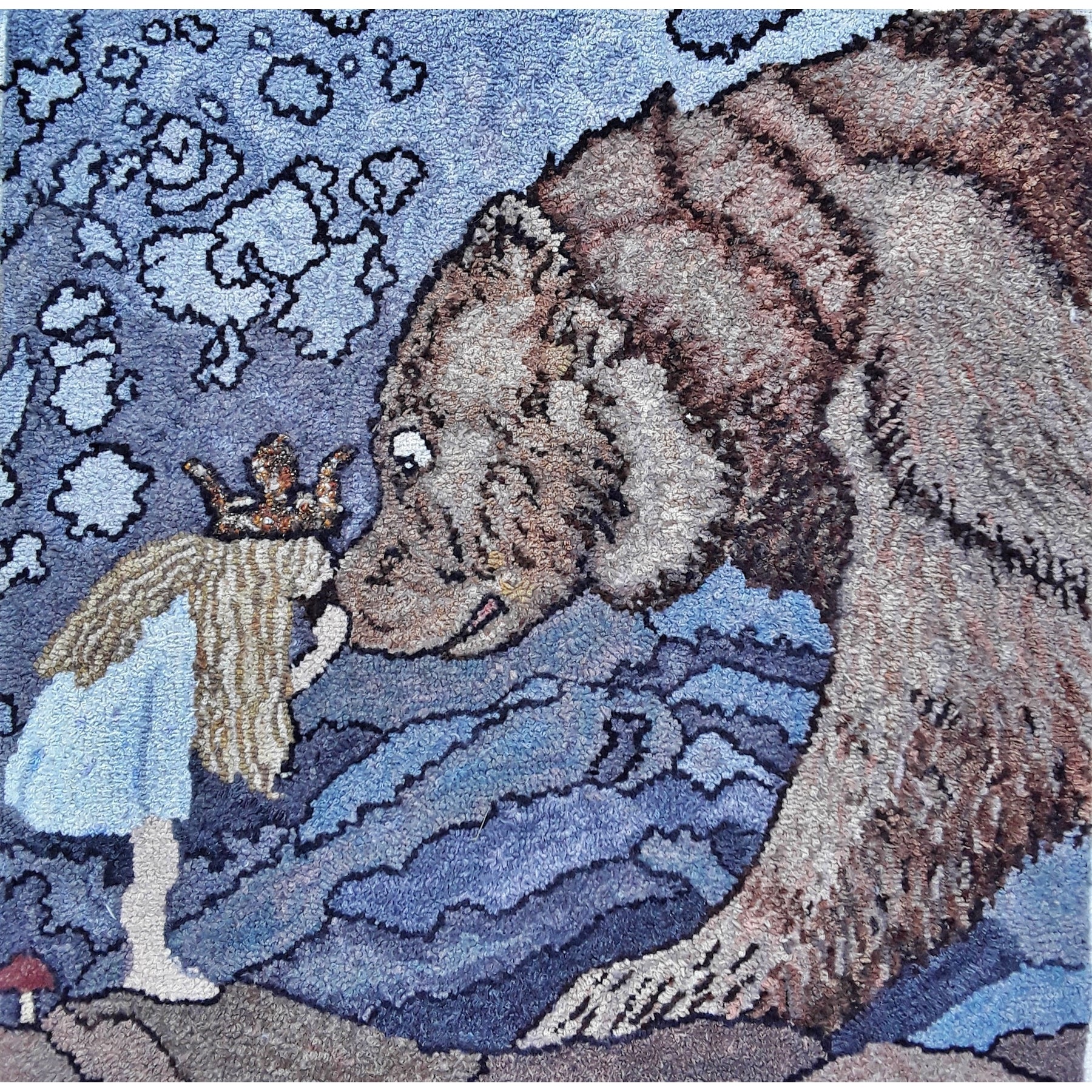 The Princess and the Bear, ill. John Bauer, 1913, rug hooked by Tricia Miller