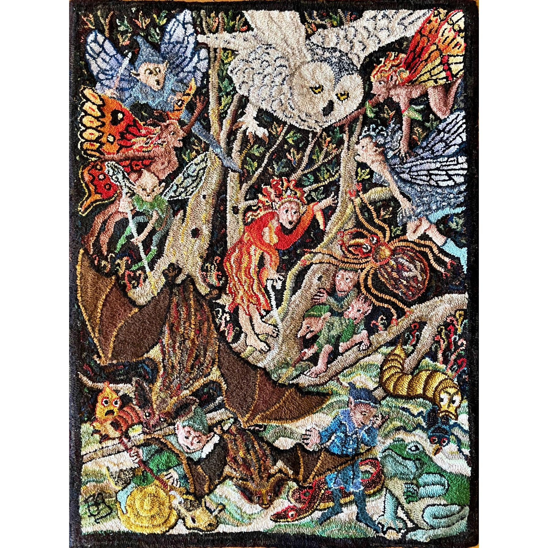 The Fairy Forest, ill. Arthur Rackham, 1908, rug hooked by Brenda Anderson