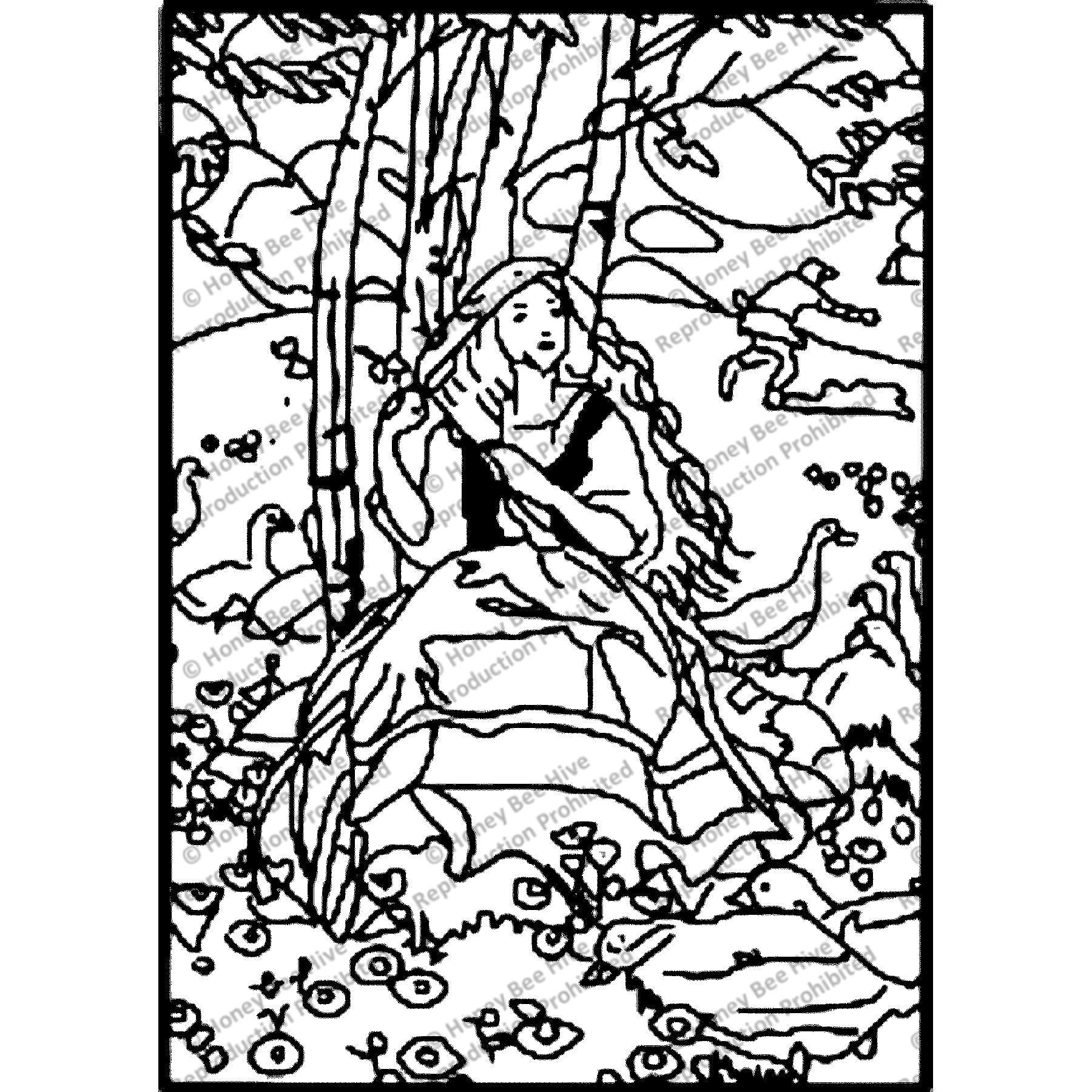 Rug Hooking Pattern: The Goose Girl, ill. Flore... (PR2021) | Honey Bee ...