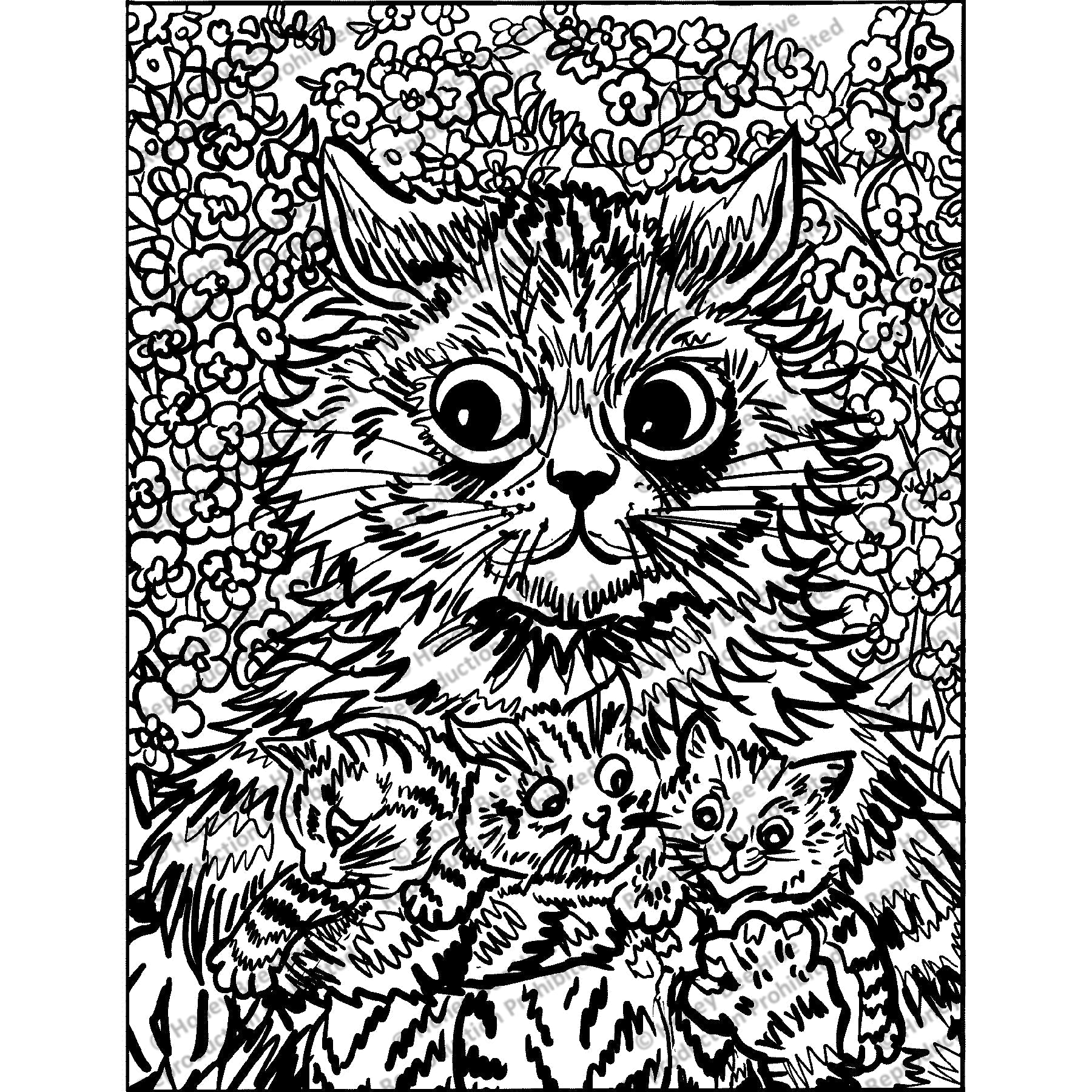 Spring Surprise by Louis Wain, rug hooking pattern