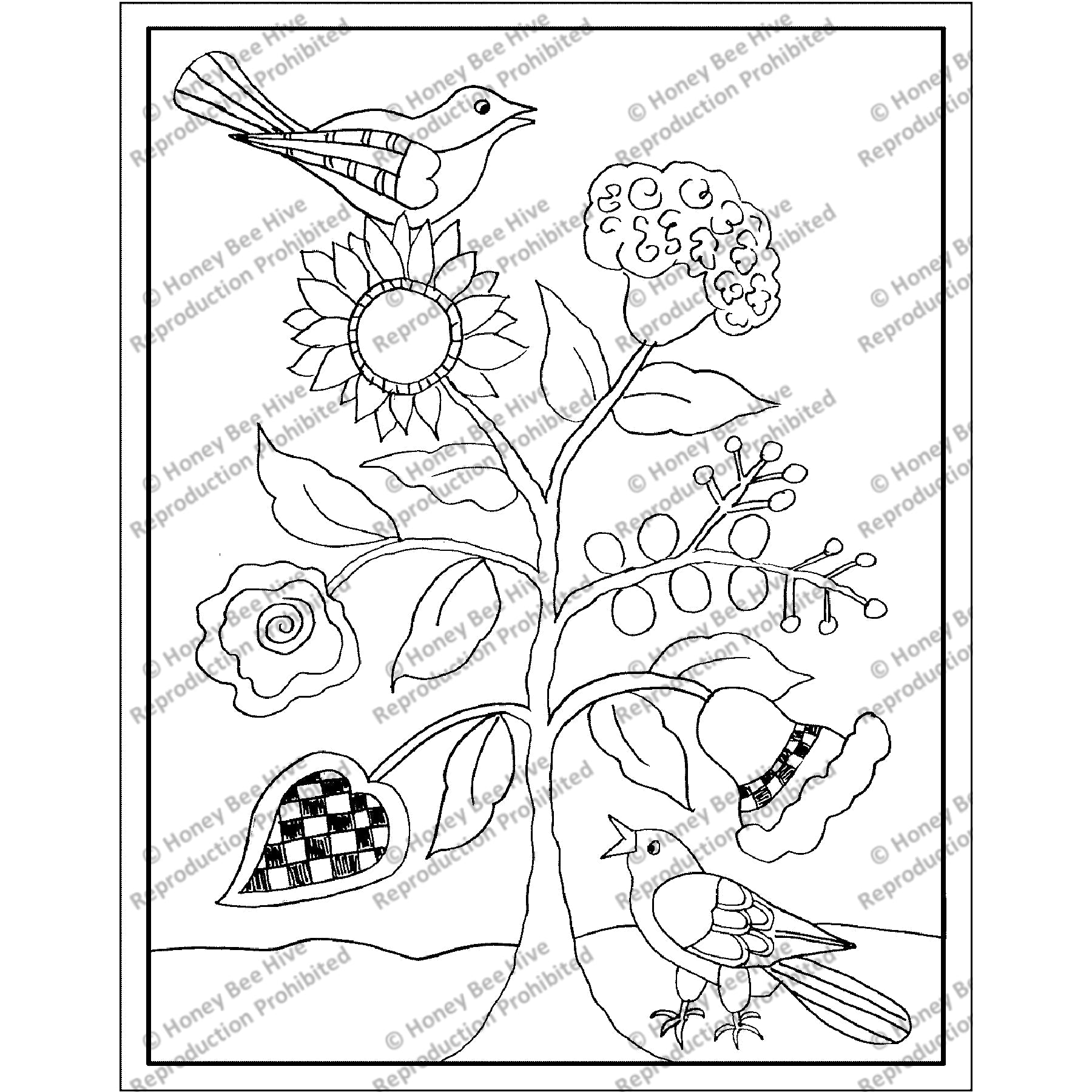 Fanciful Tree of Life, rug hooking pattern