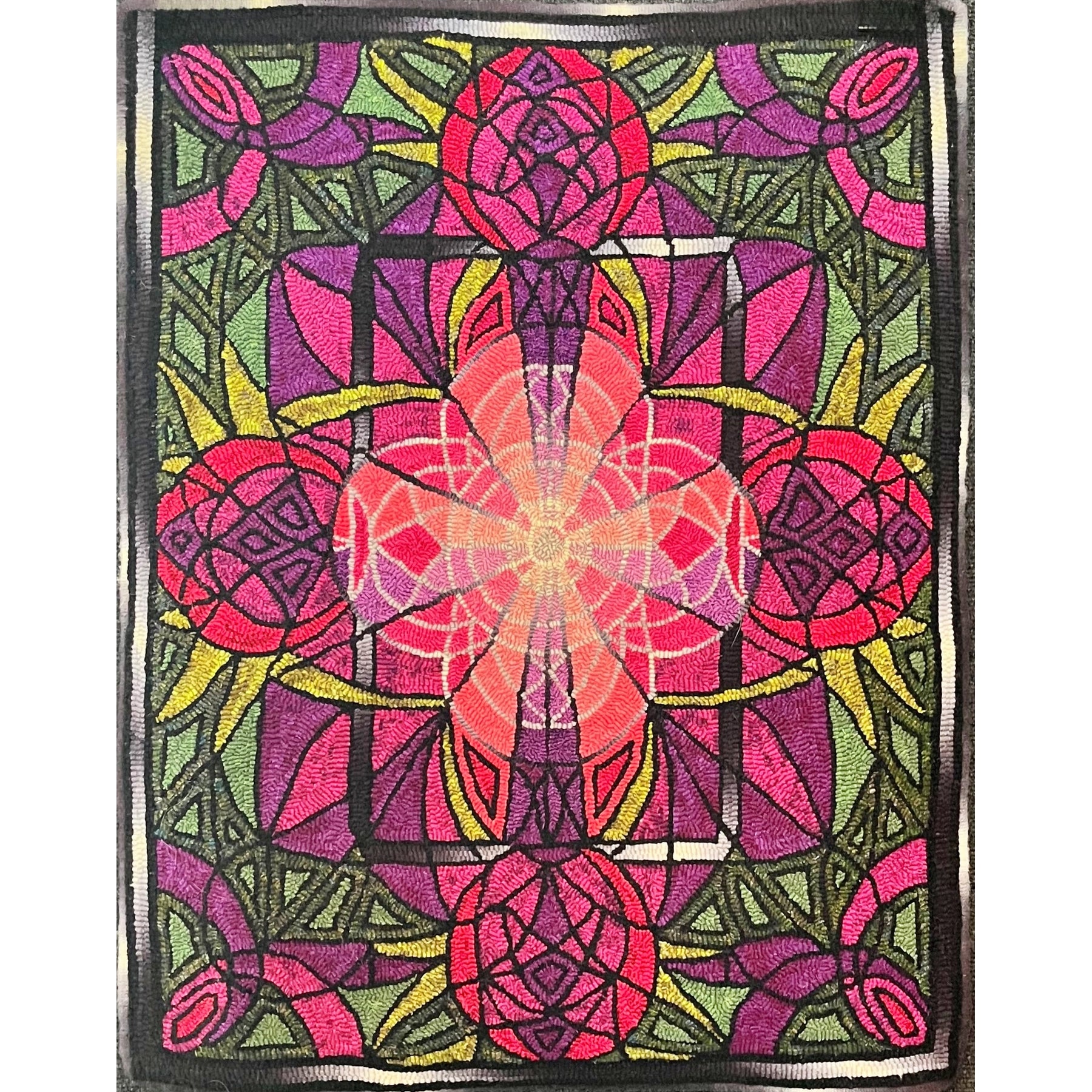 Azalea, rug hooked by Ingrid Hieronimus