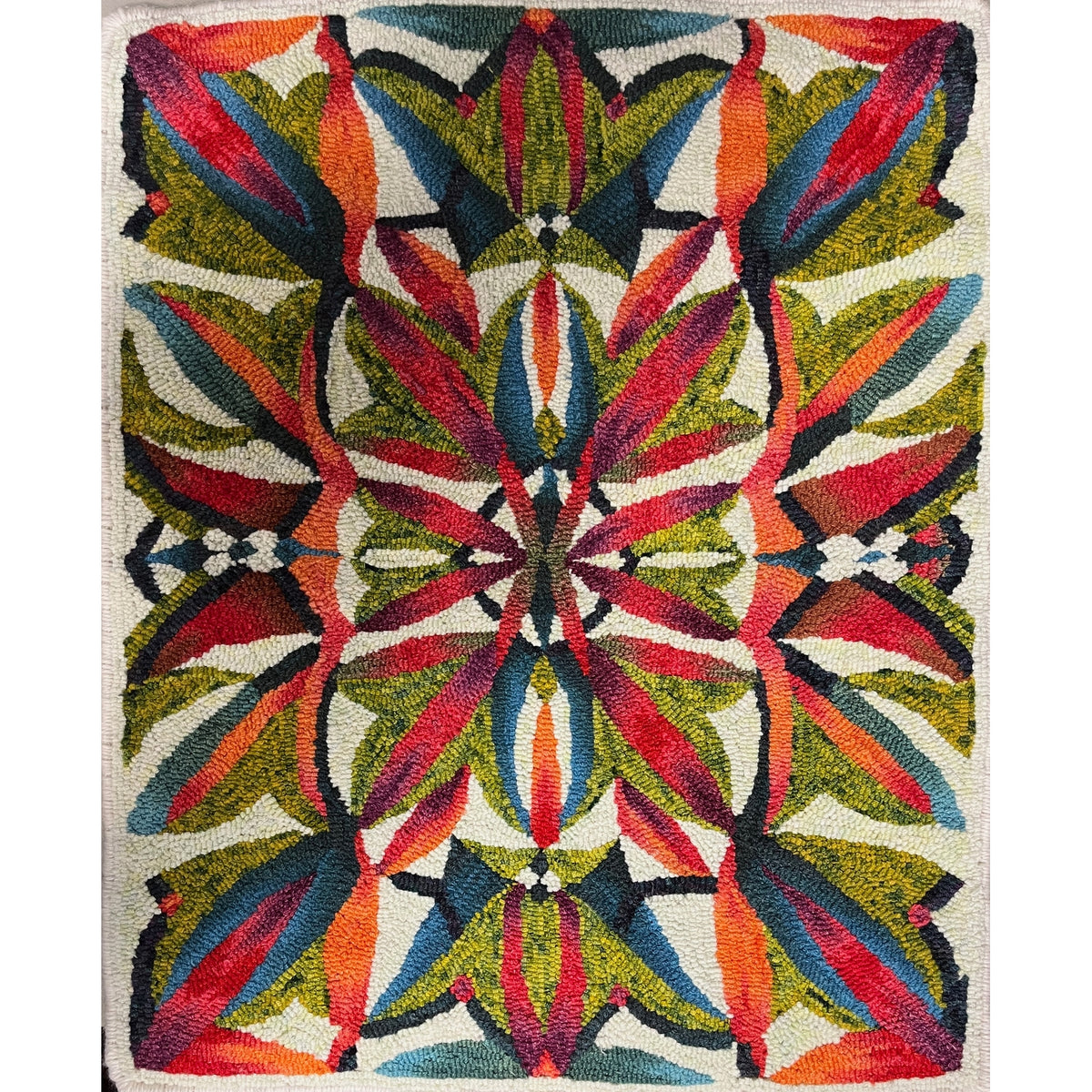 Monarda, rug hooked by Jane McGown Flynn