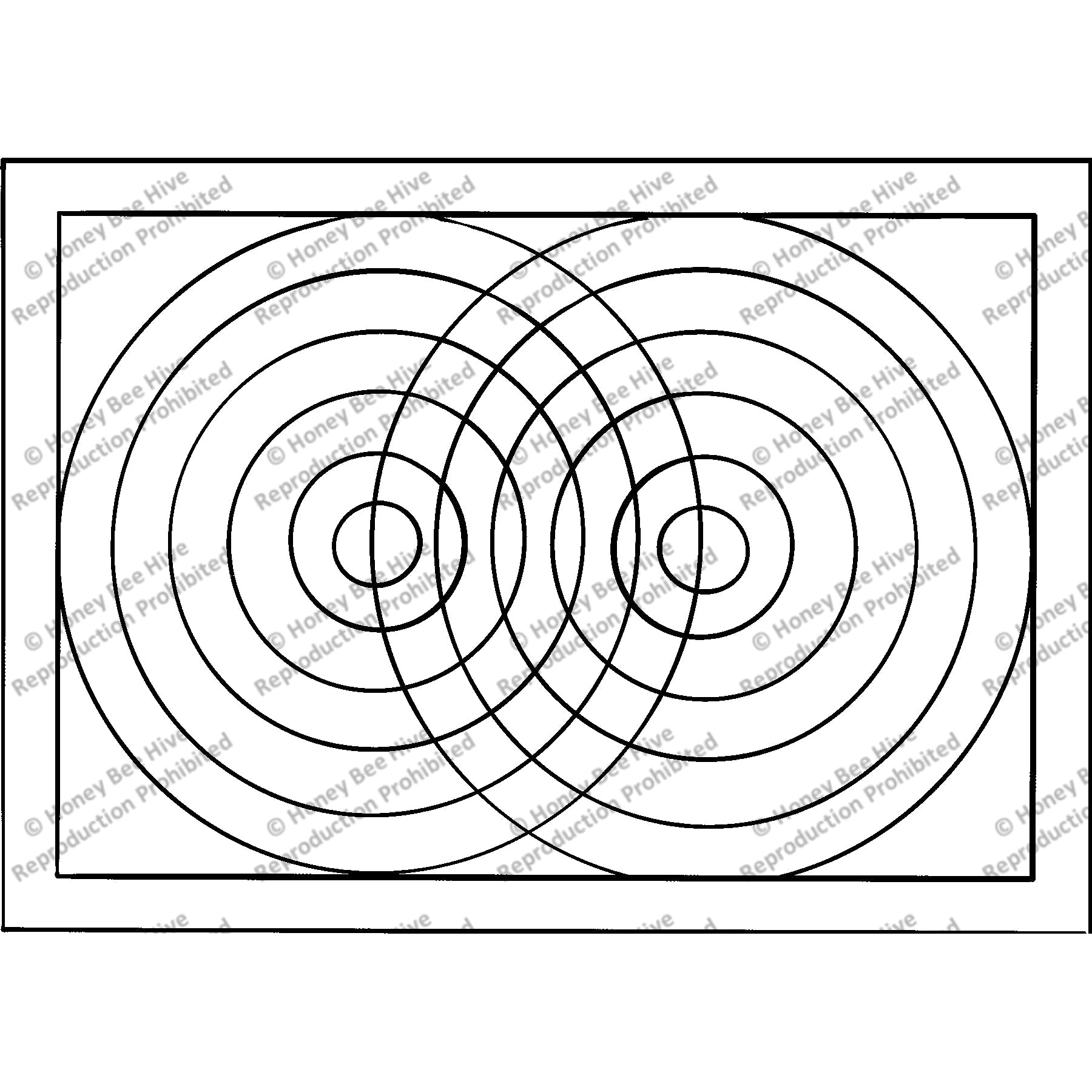 Colliding Circular Rainbows, rug hooking pattern