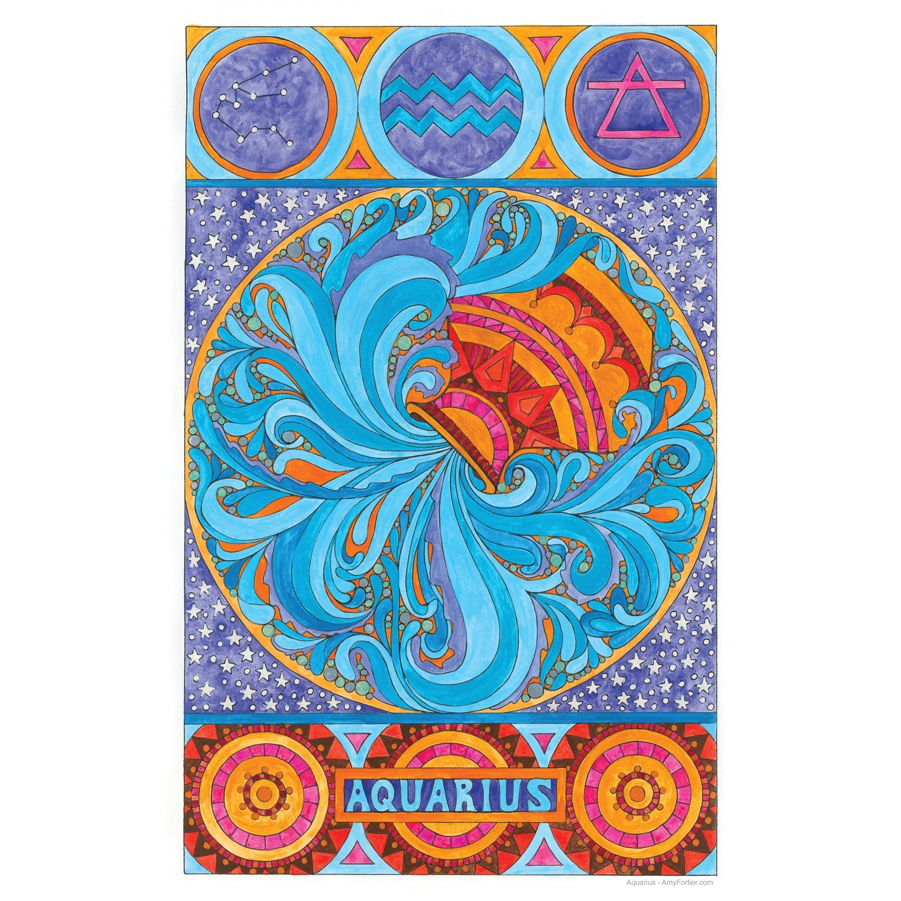 Aquarius, rug hooking pattern