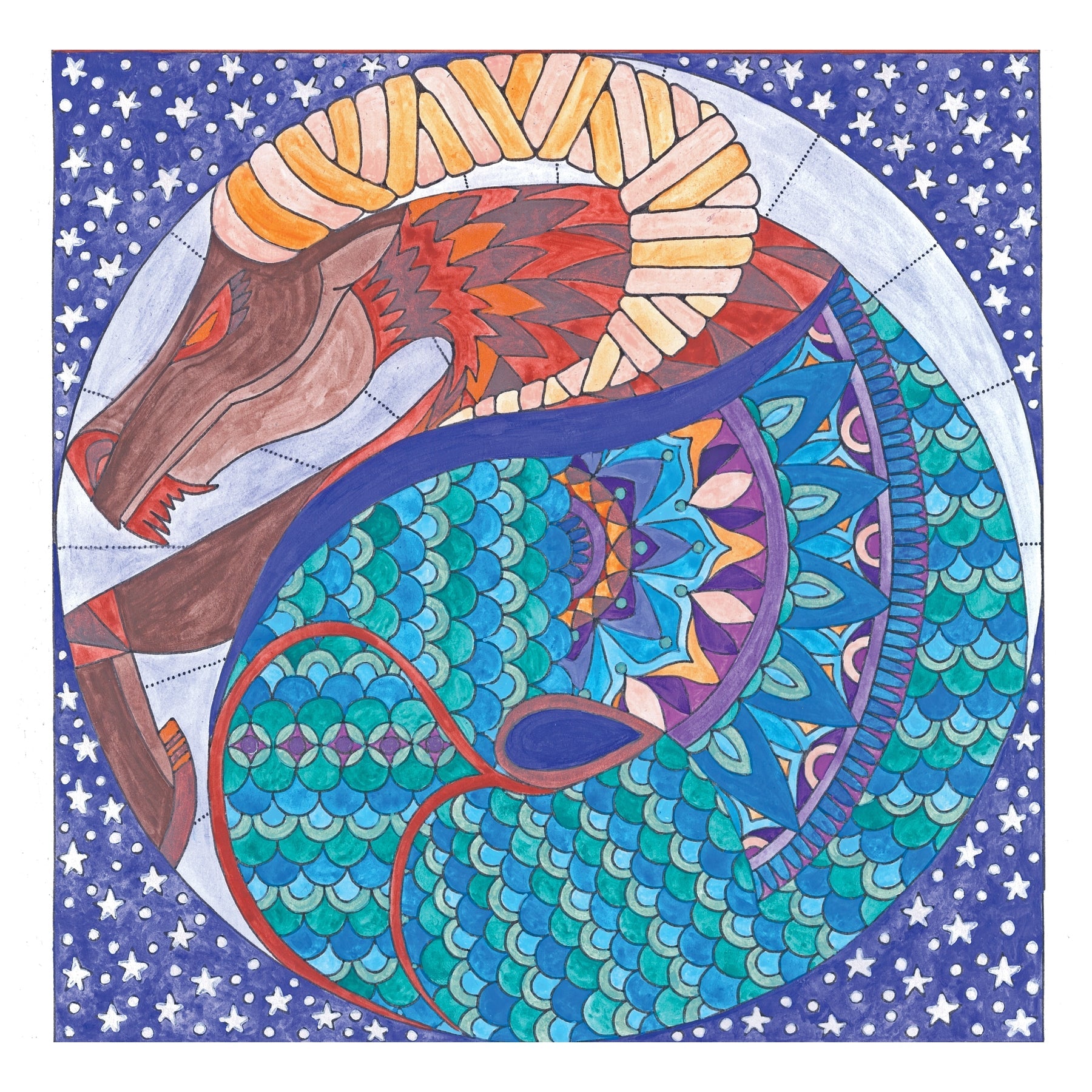 Capricorn, rug hooking pattern