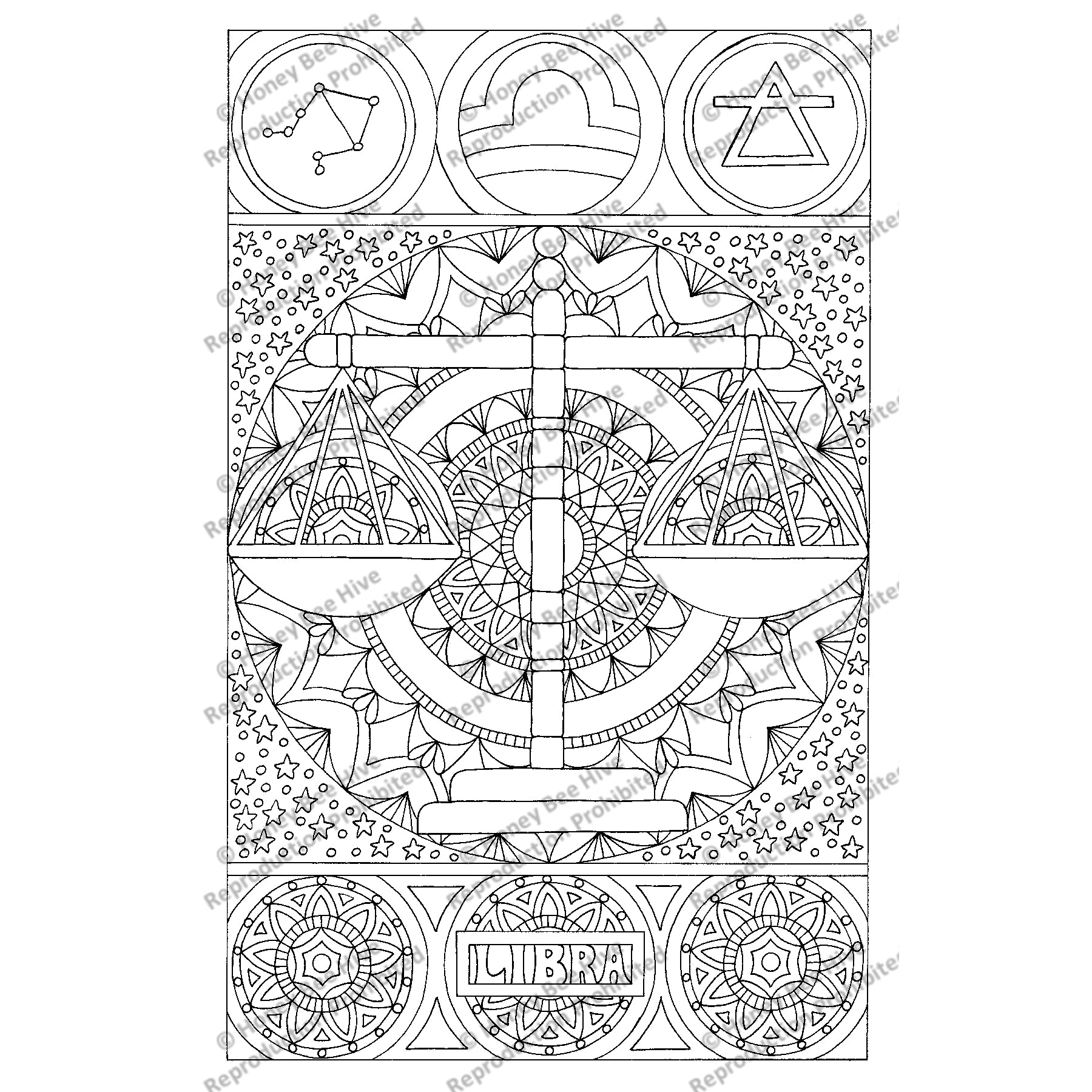 Libra, rug hooking pattern