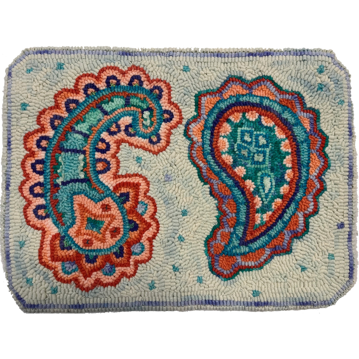 Paisley Pad, rug hooked by Connie Bradley