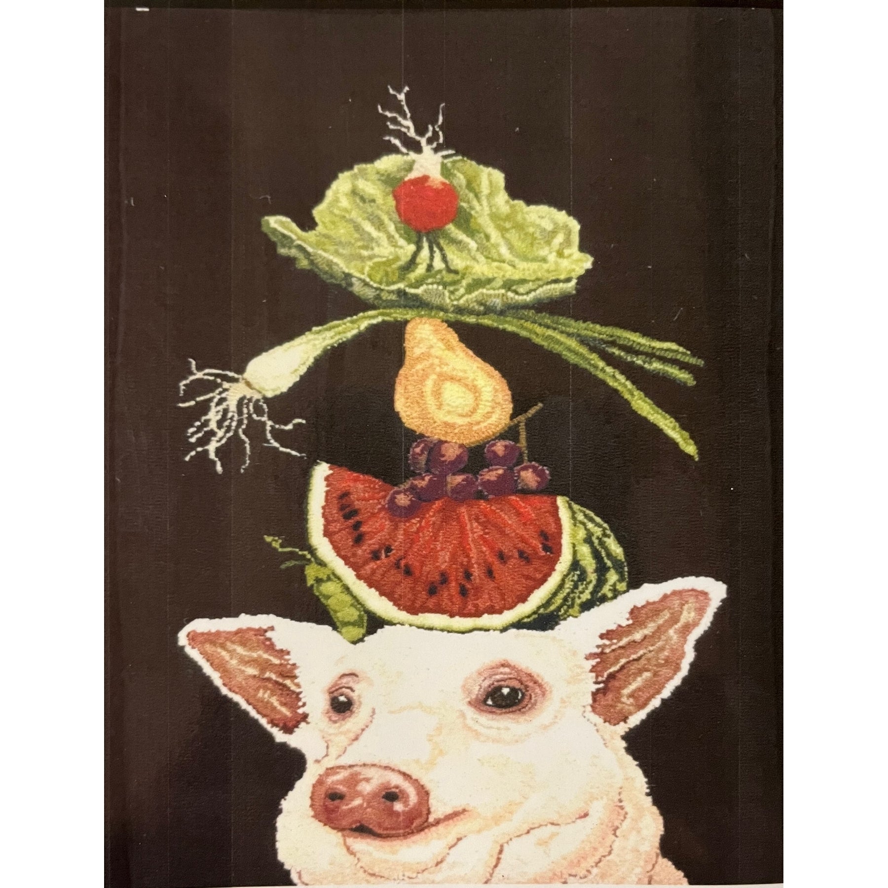 Lulu and her Lunch, rug hooking pattern