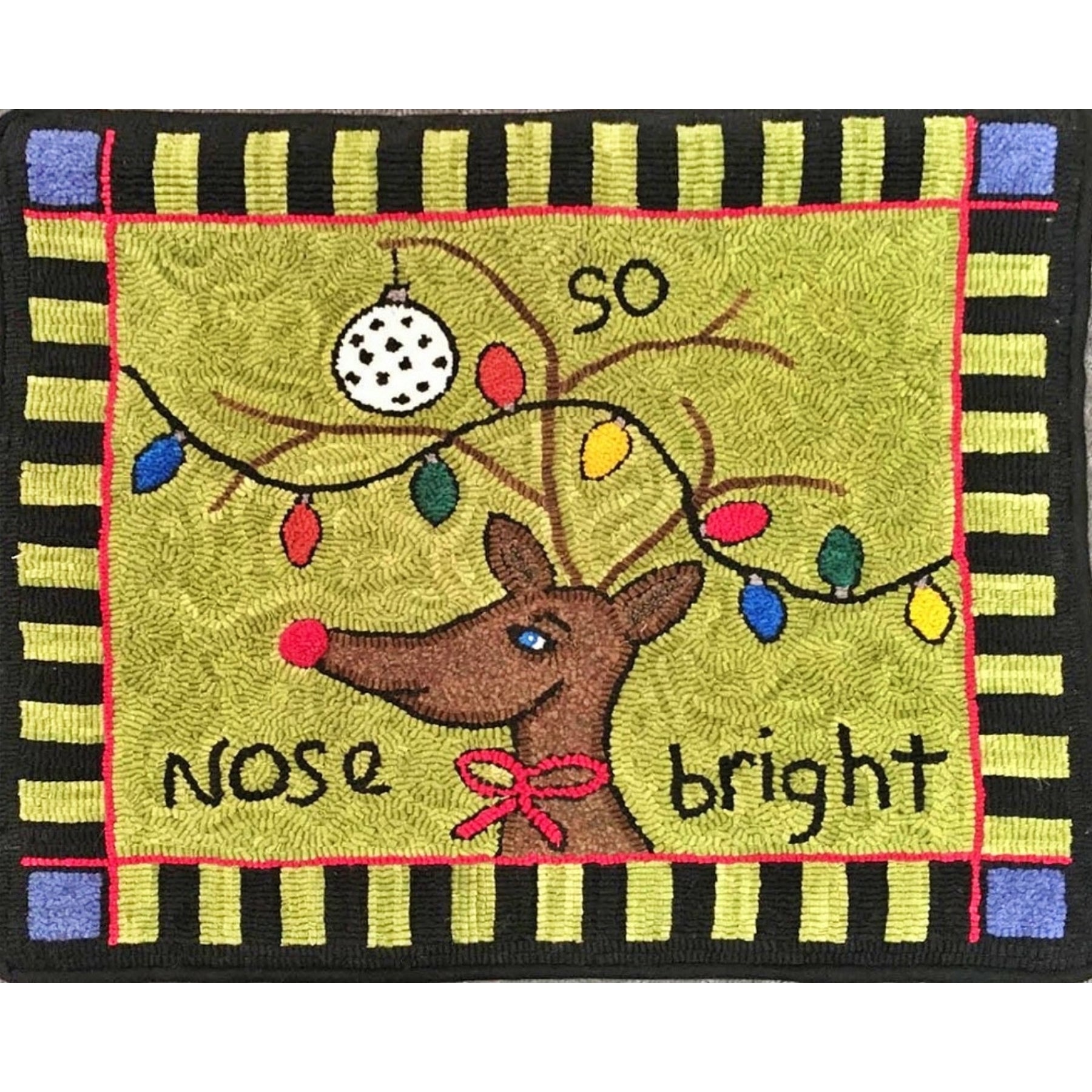 Nose So Bright, rug hooked by Unknown