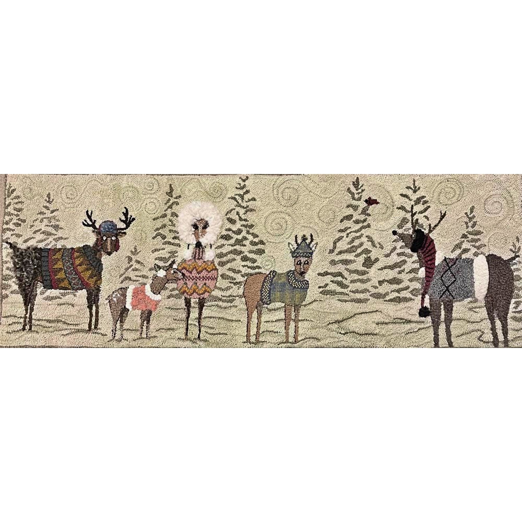 Deer Marj, rug hooked by Unknown