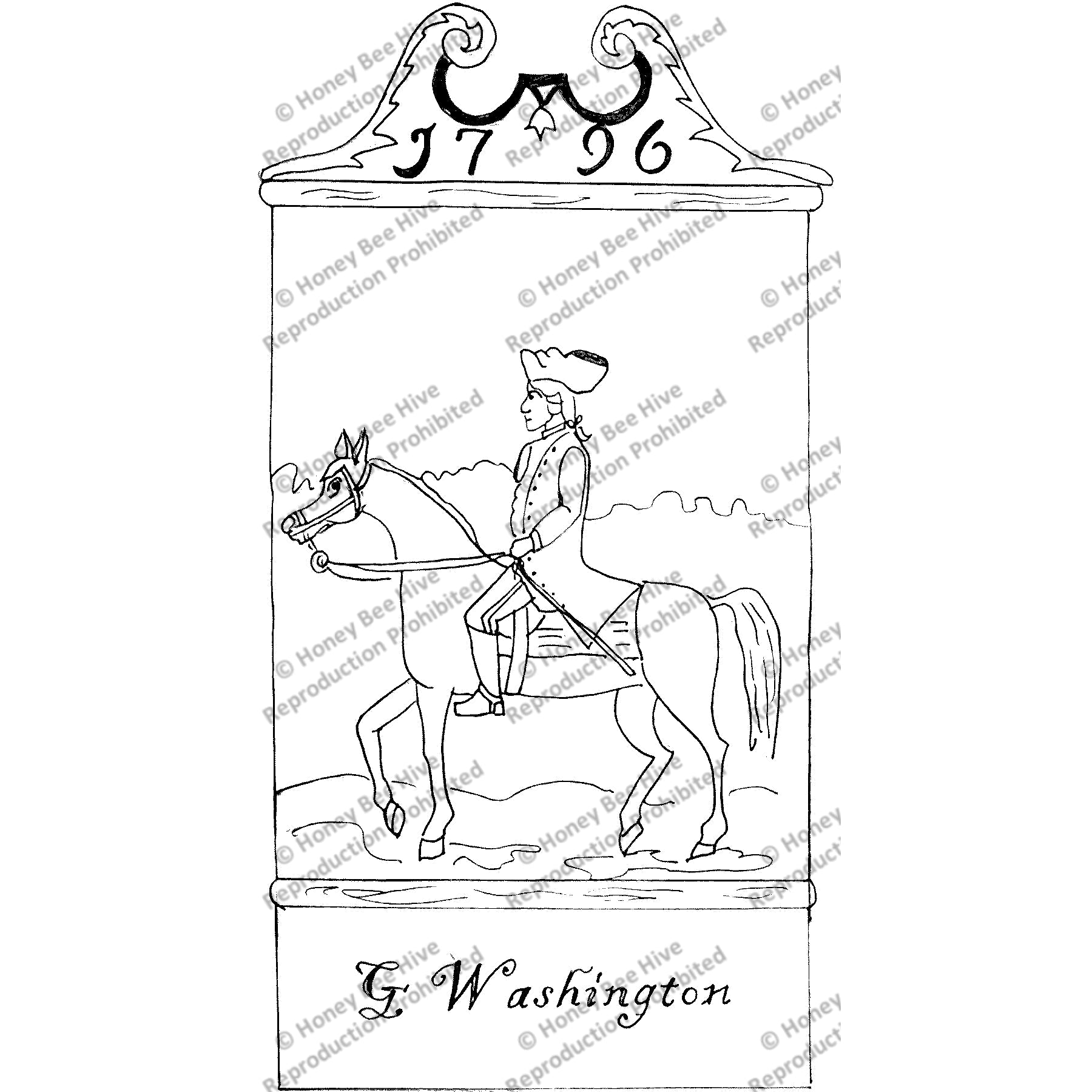 George Washington Tavern Sign, rug hooking pattern