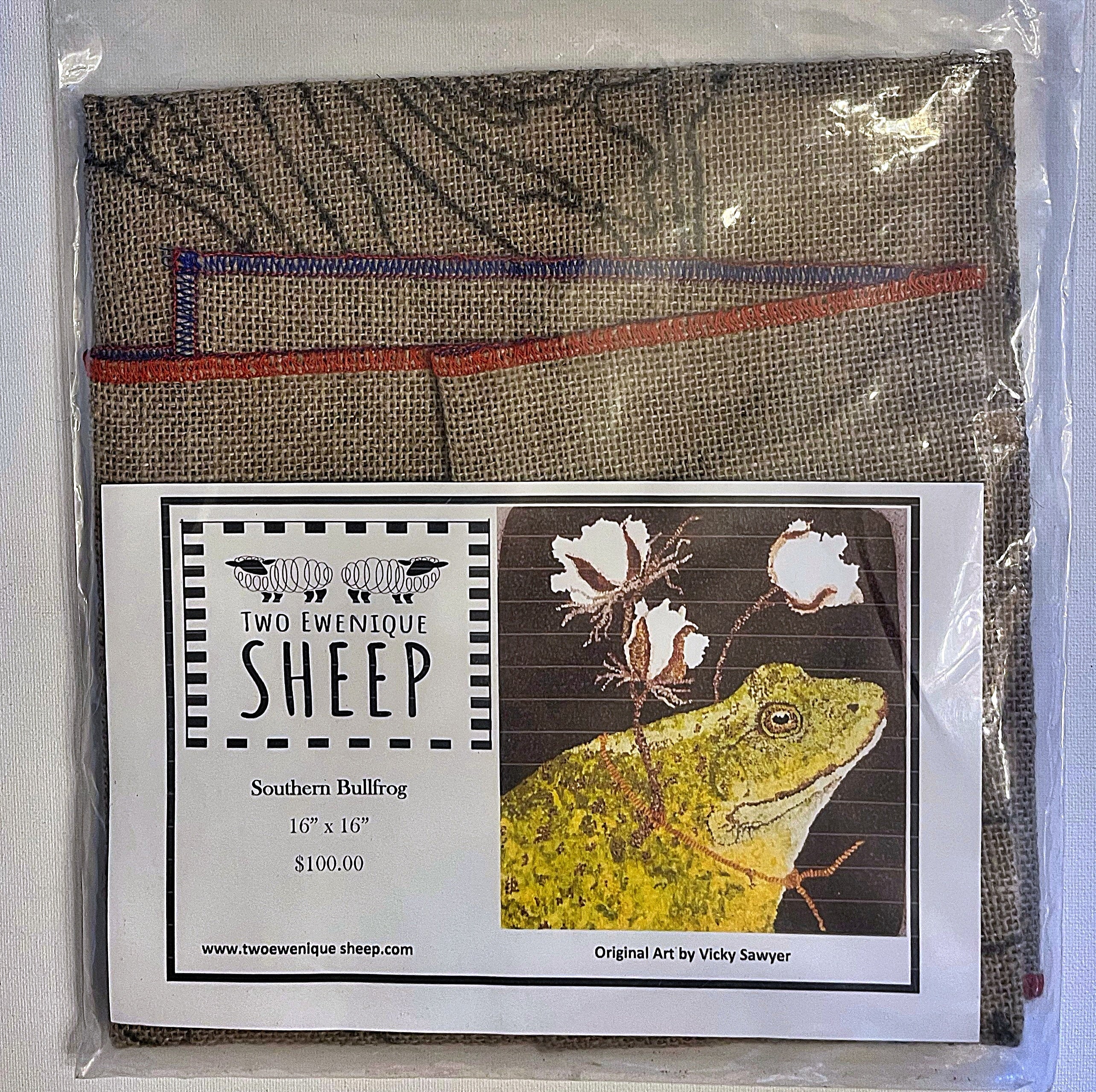 Southern Bull Frog, rug hooking pattern with photo