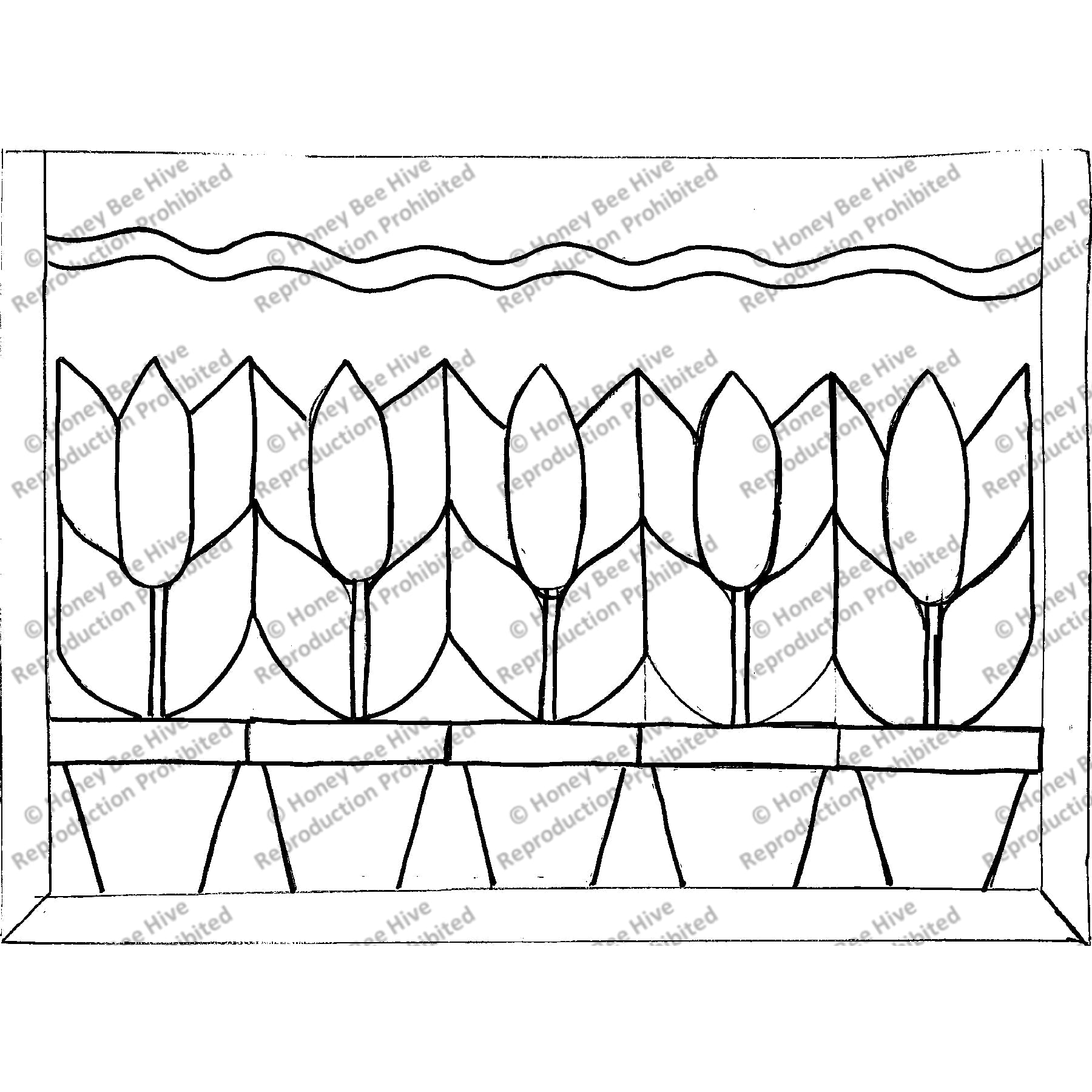 Tulip Window, rug hooking pattern