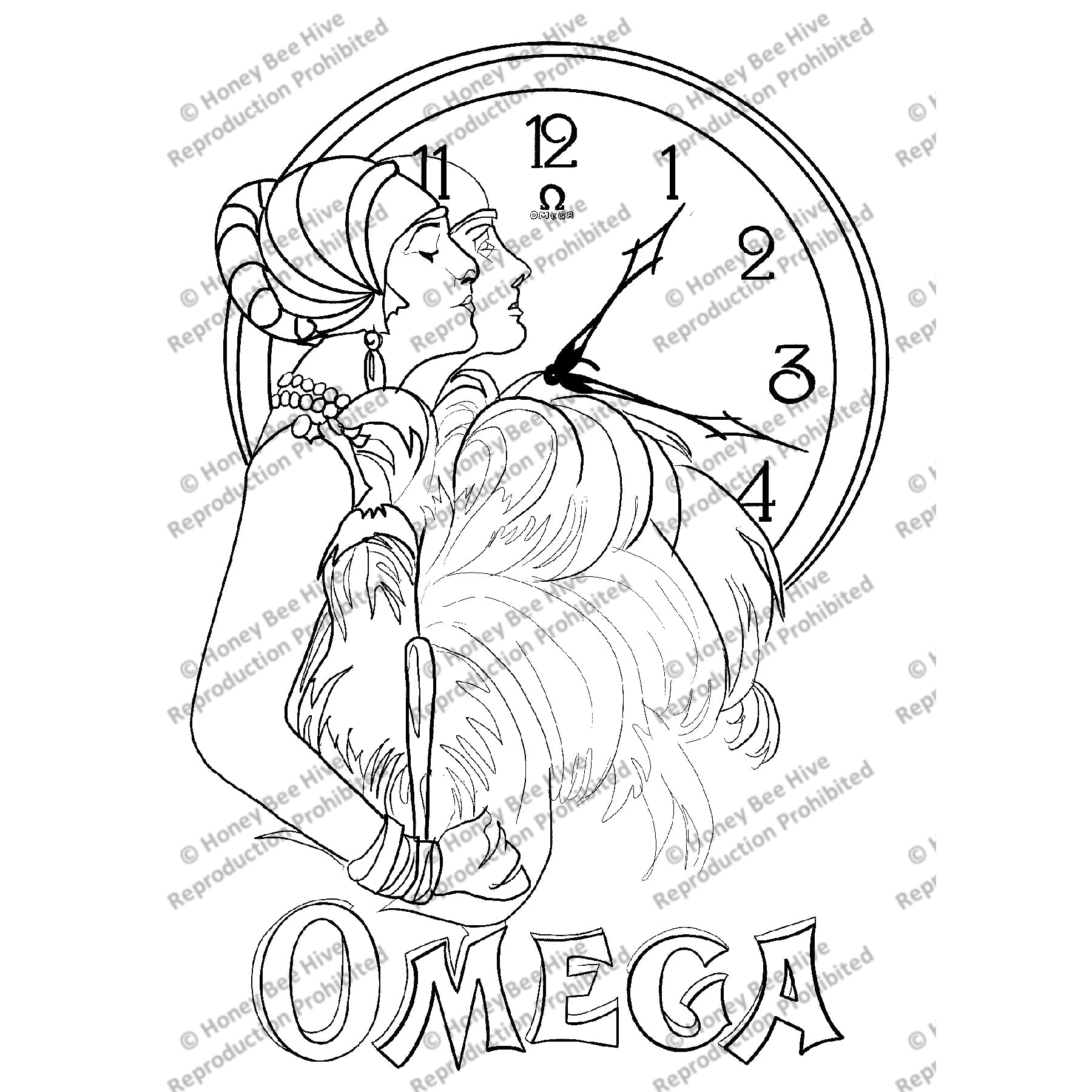 Omega Poster, rug hooking pattern