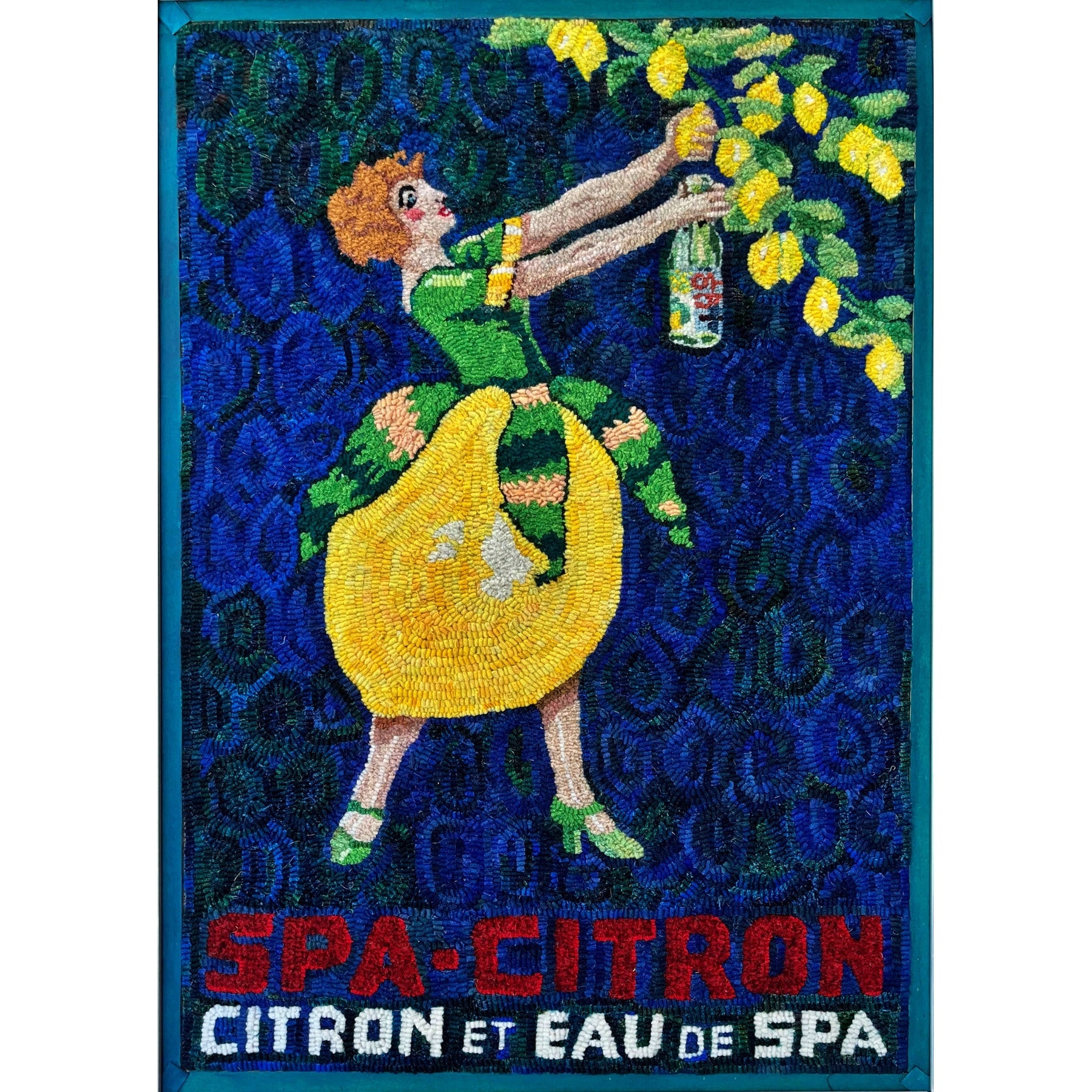 Spa Citron Poster, rug hooked by Michele Wise