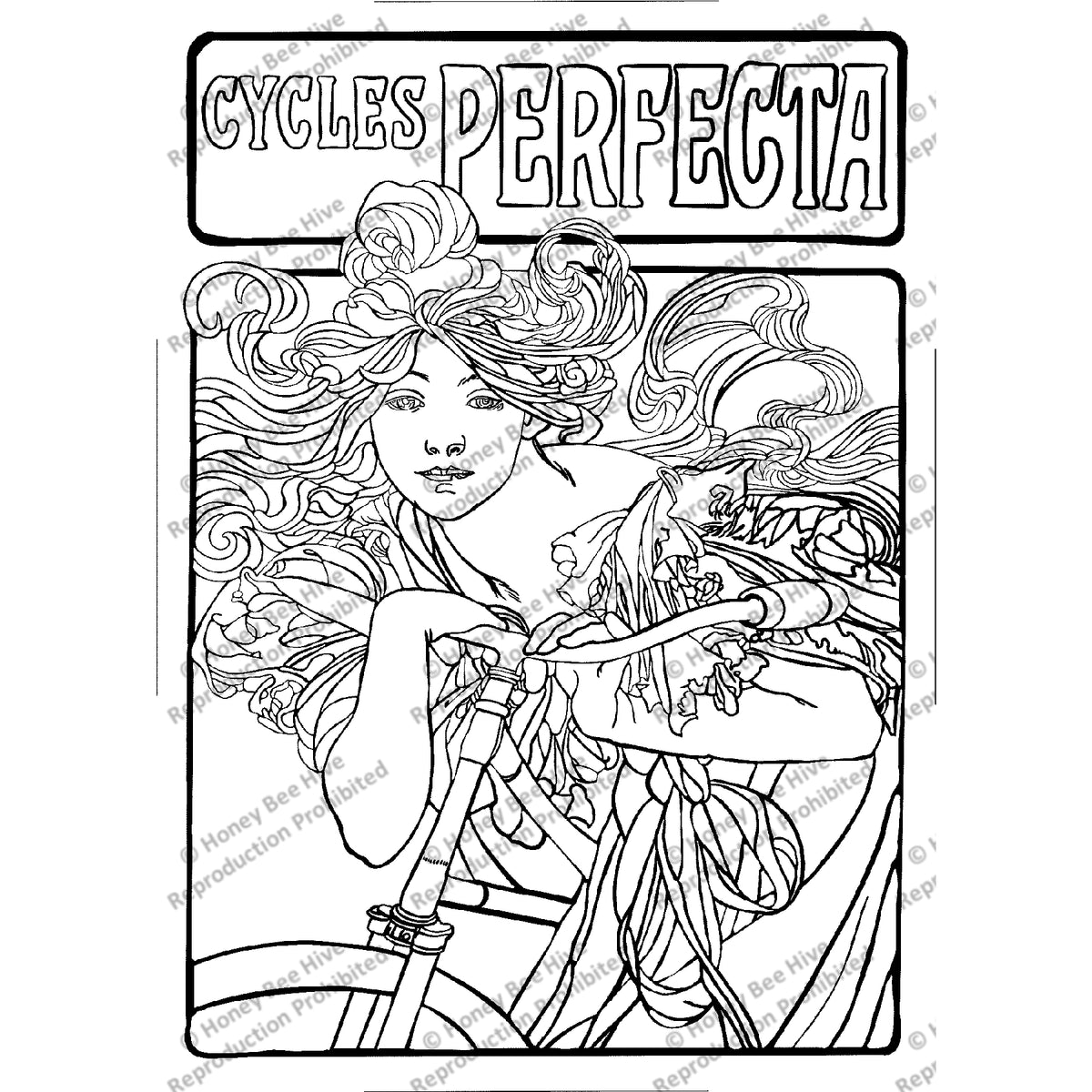 Perfecta Cycles Poster, rug hooking pattern