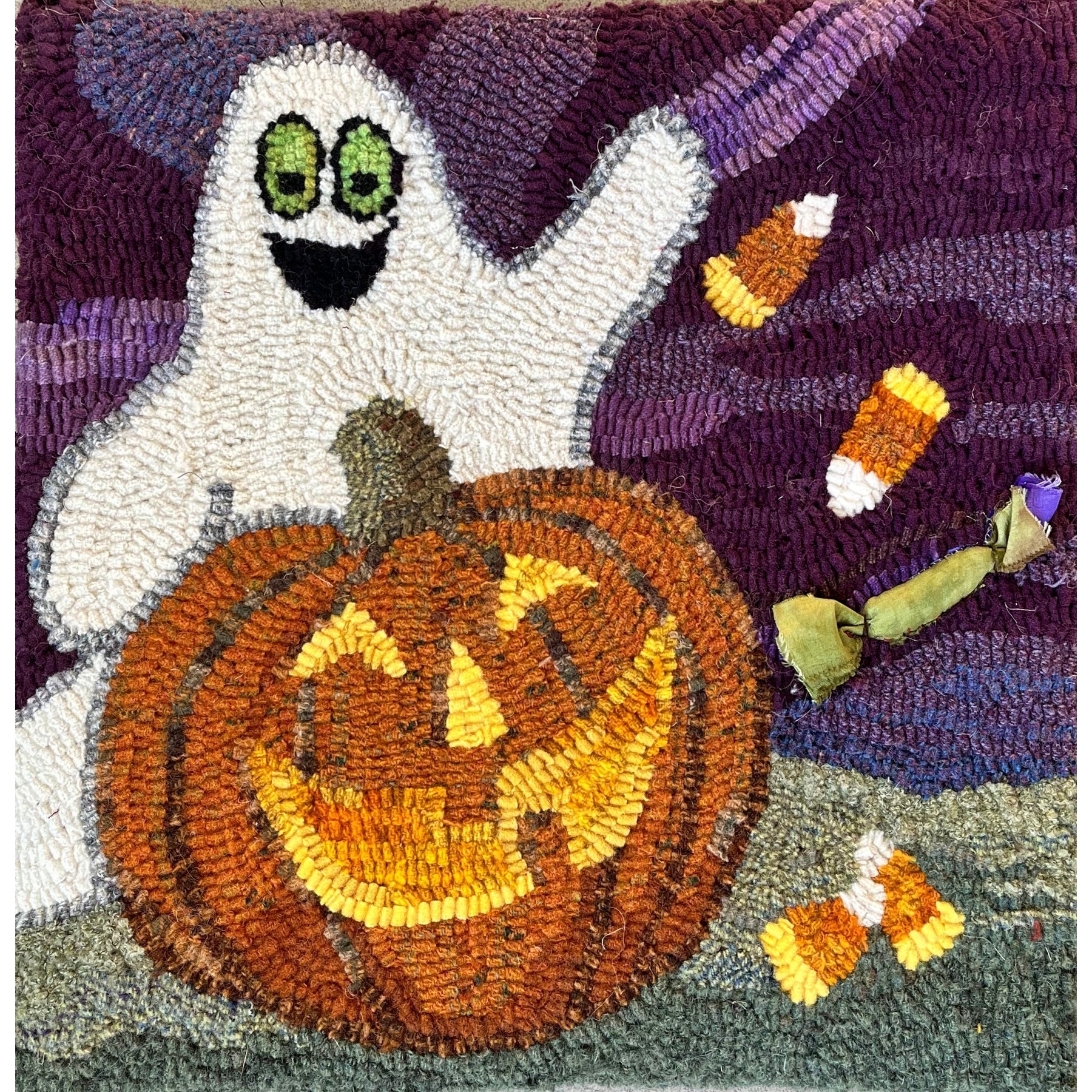 Just Treats, rug hooked by Fritz Mitnick (adapted)