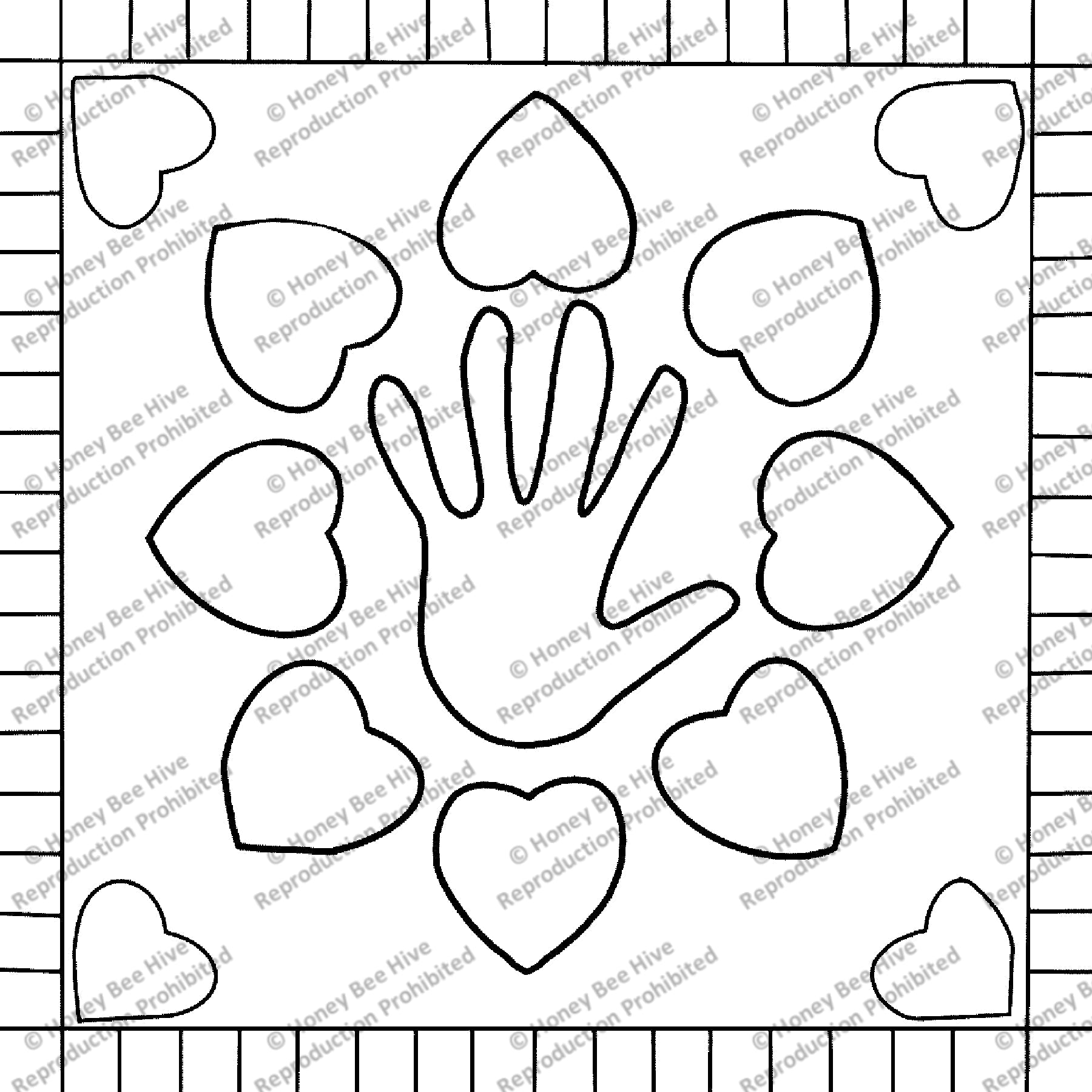 Hand and Heart, rug hooking pattern