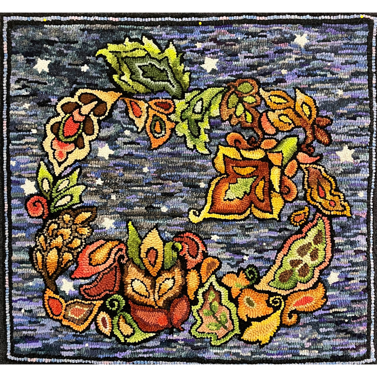 Paisley Pumpkin - Large, rug hooked by Mary O'Donnell