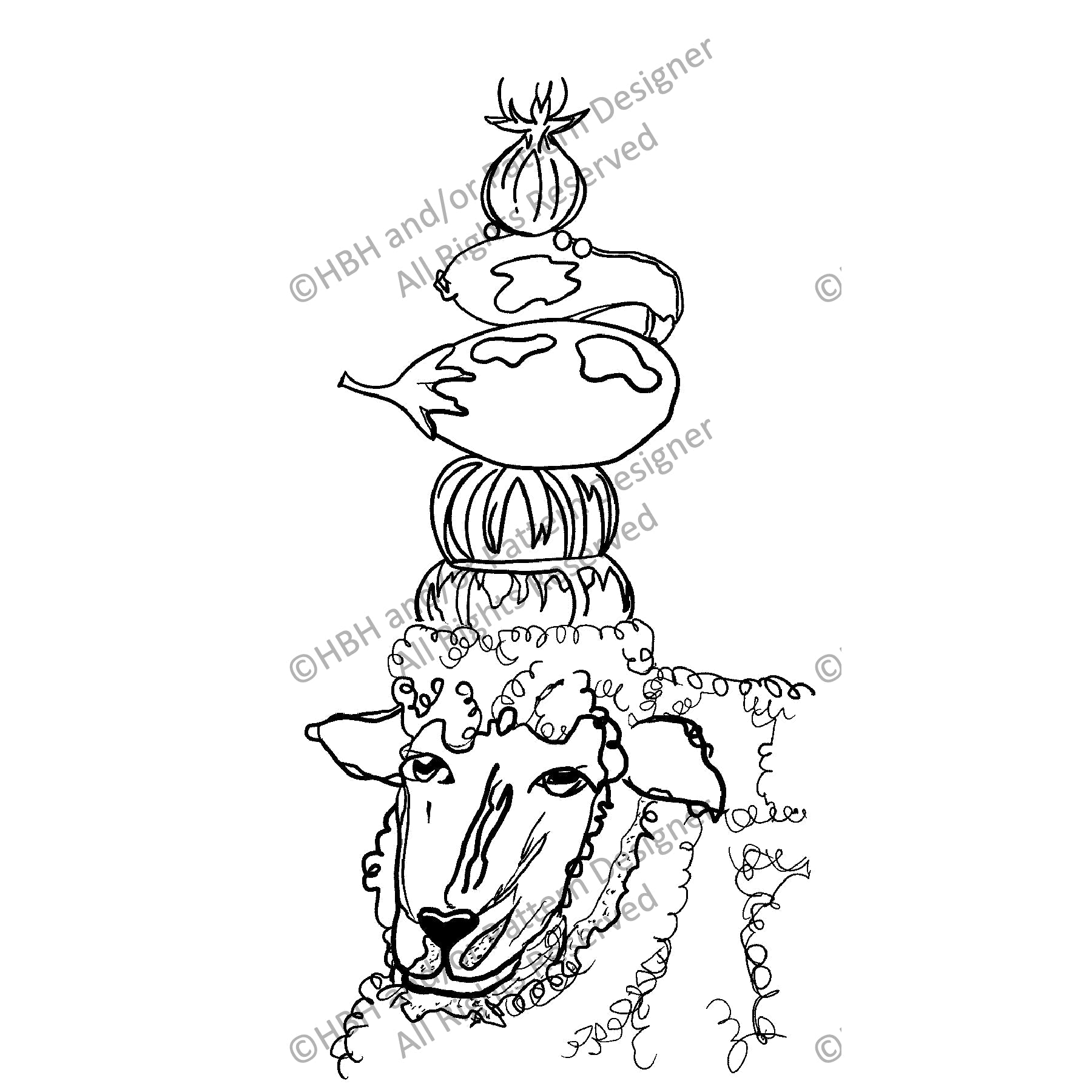 Woolly Harvester, rug hooking pattern