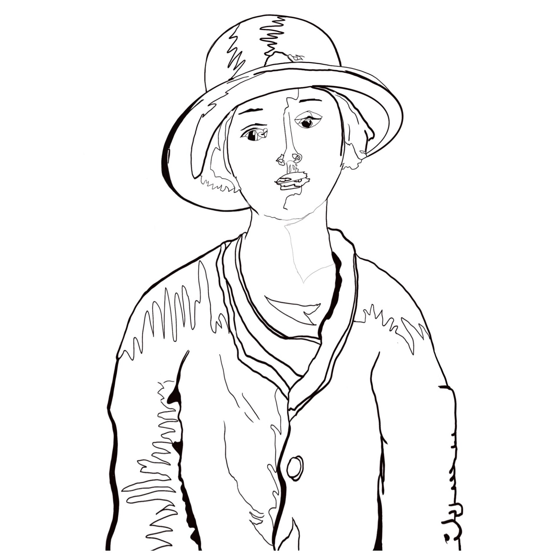 Portrait de Genevieve by Andre Derain, 1927, rug hooking pattern