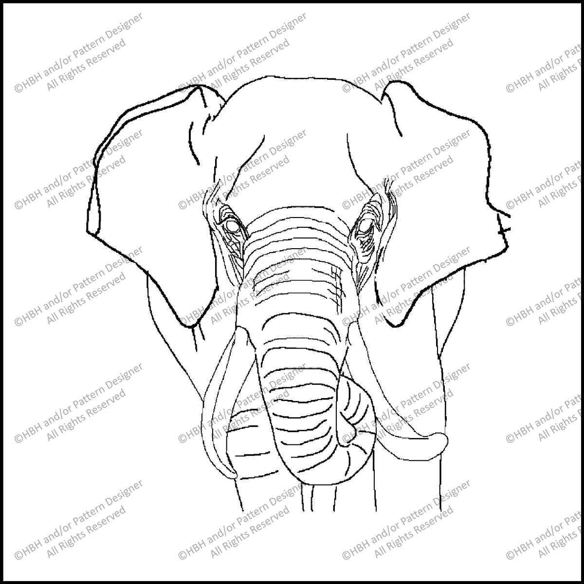 Elephant I, rug hooking pattern