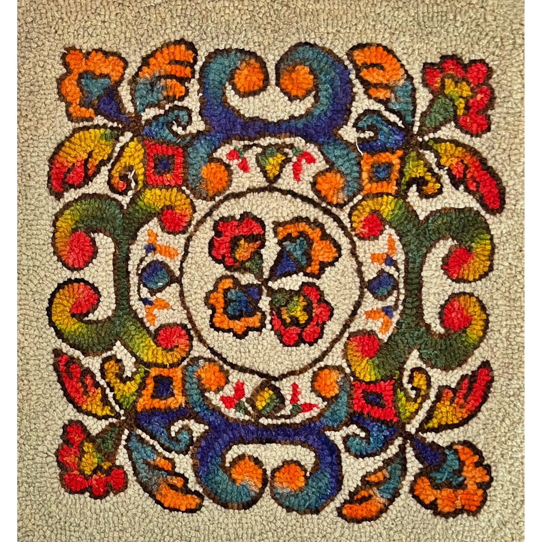 San Miguel, rug hooked by Dawn Hebert