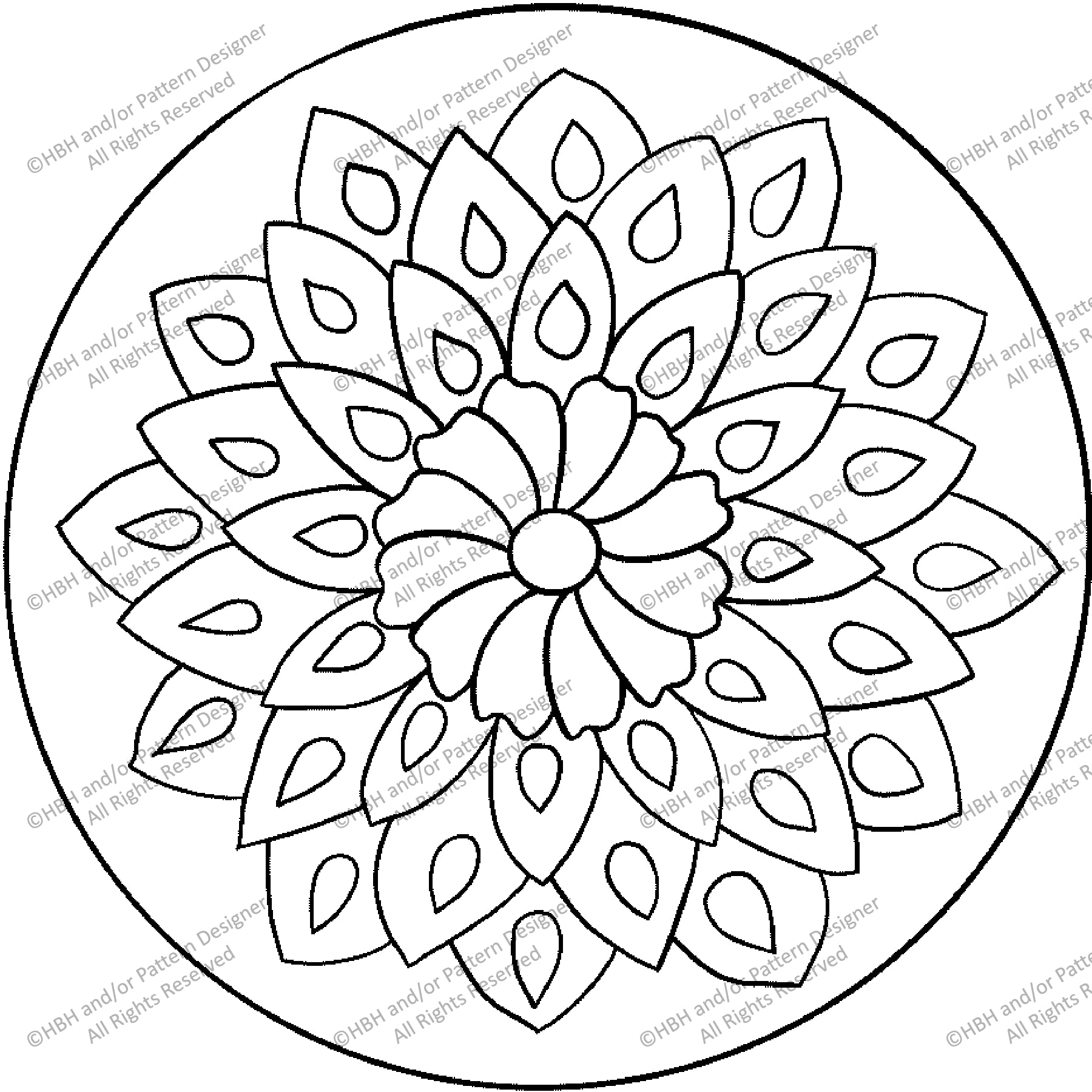 Roundel Center, rug hooking pattern