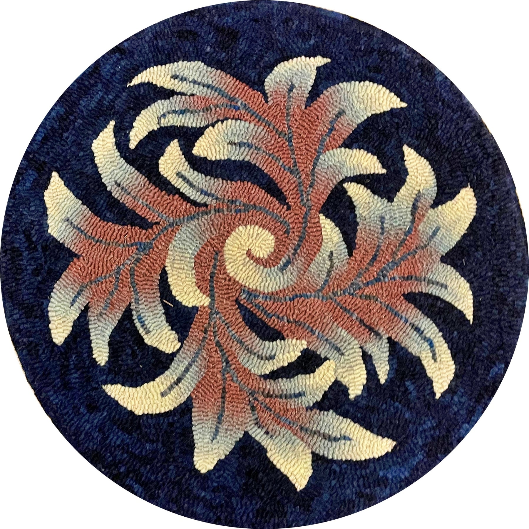 Pinwheel Scroll, rug hooked by Kim Scanlon