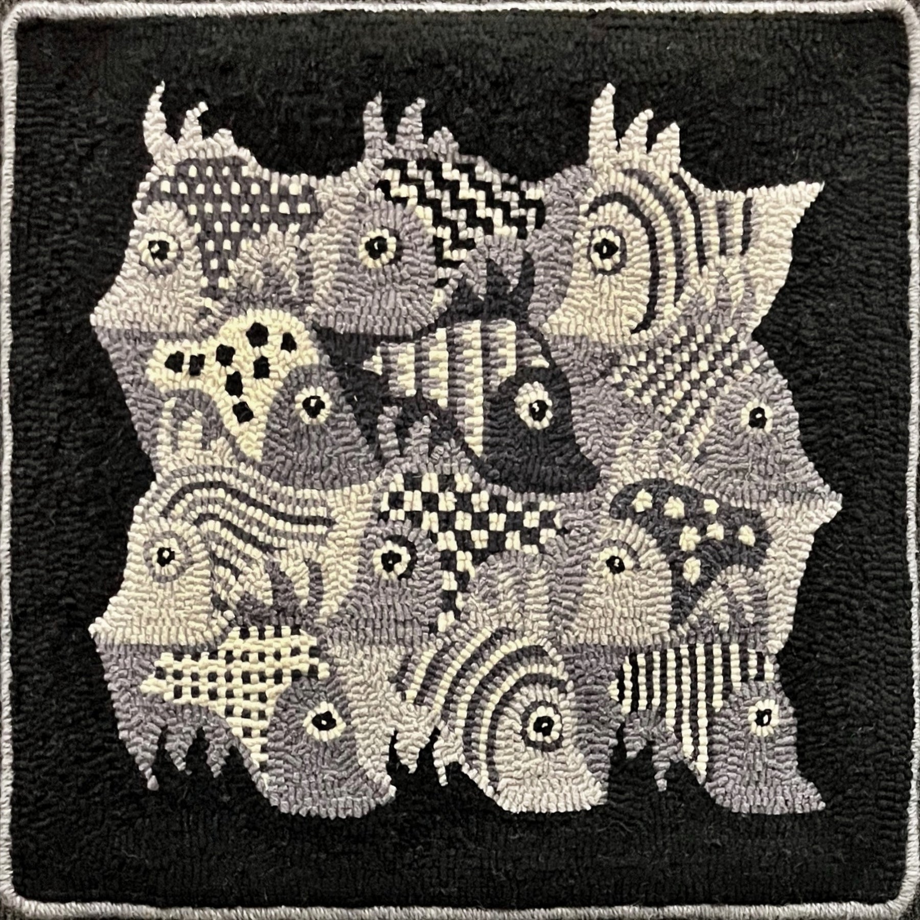 Escher, rug hooked by Martha Lowry