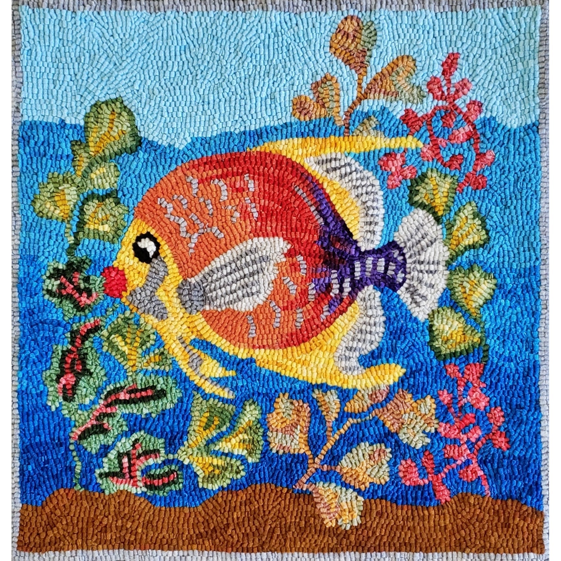 Coral Reef, rug hooked by Donna Martin