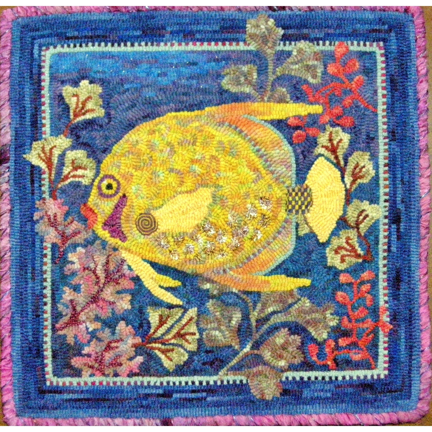 Coral Reef, rug hooked by Helen Mar Parkin