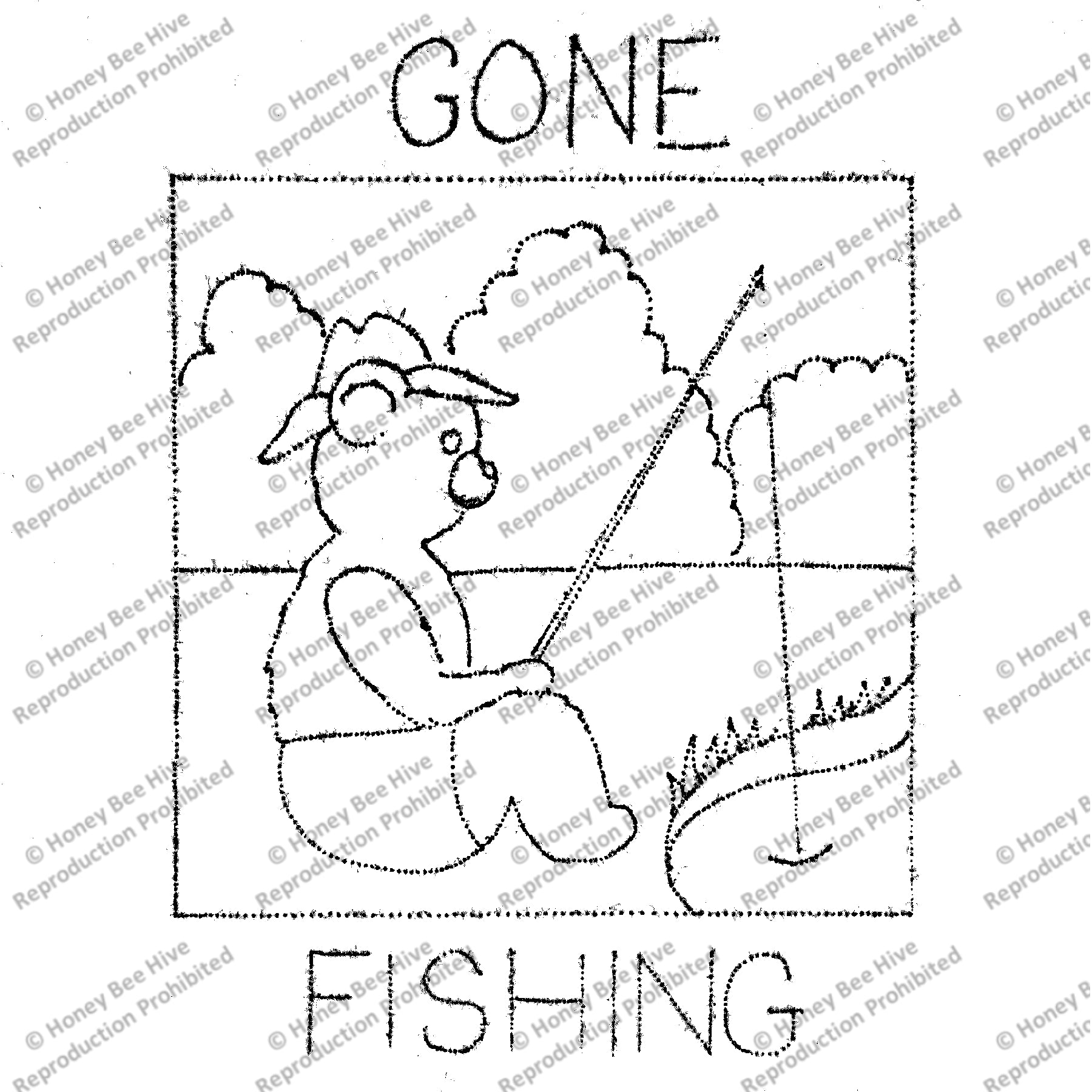 Teddy - Fishing, rug hooking pattern