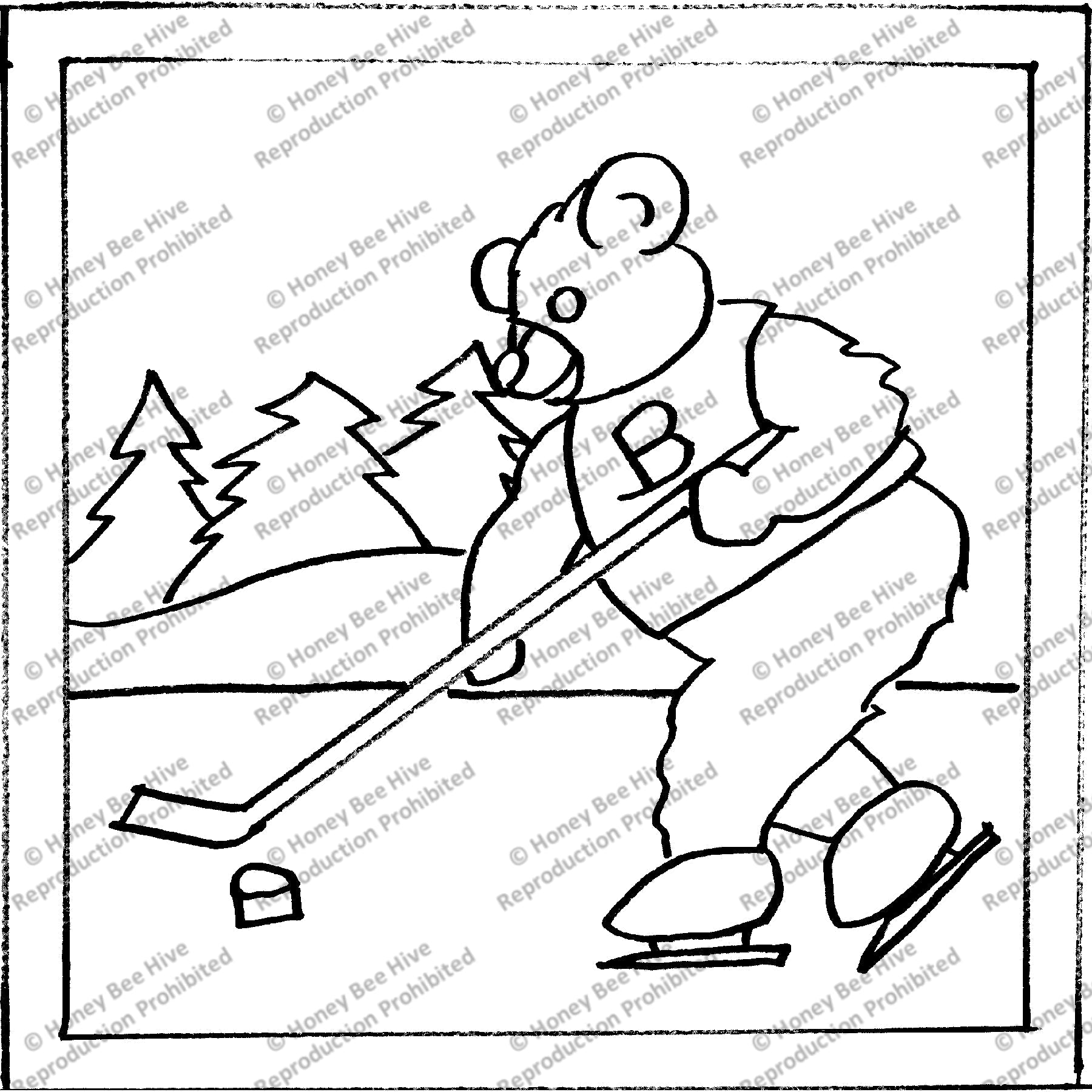 Teddy - Hockey, rug hooking pattern