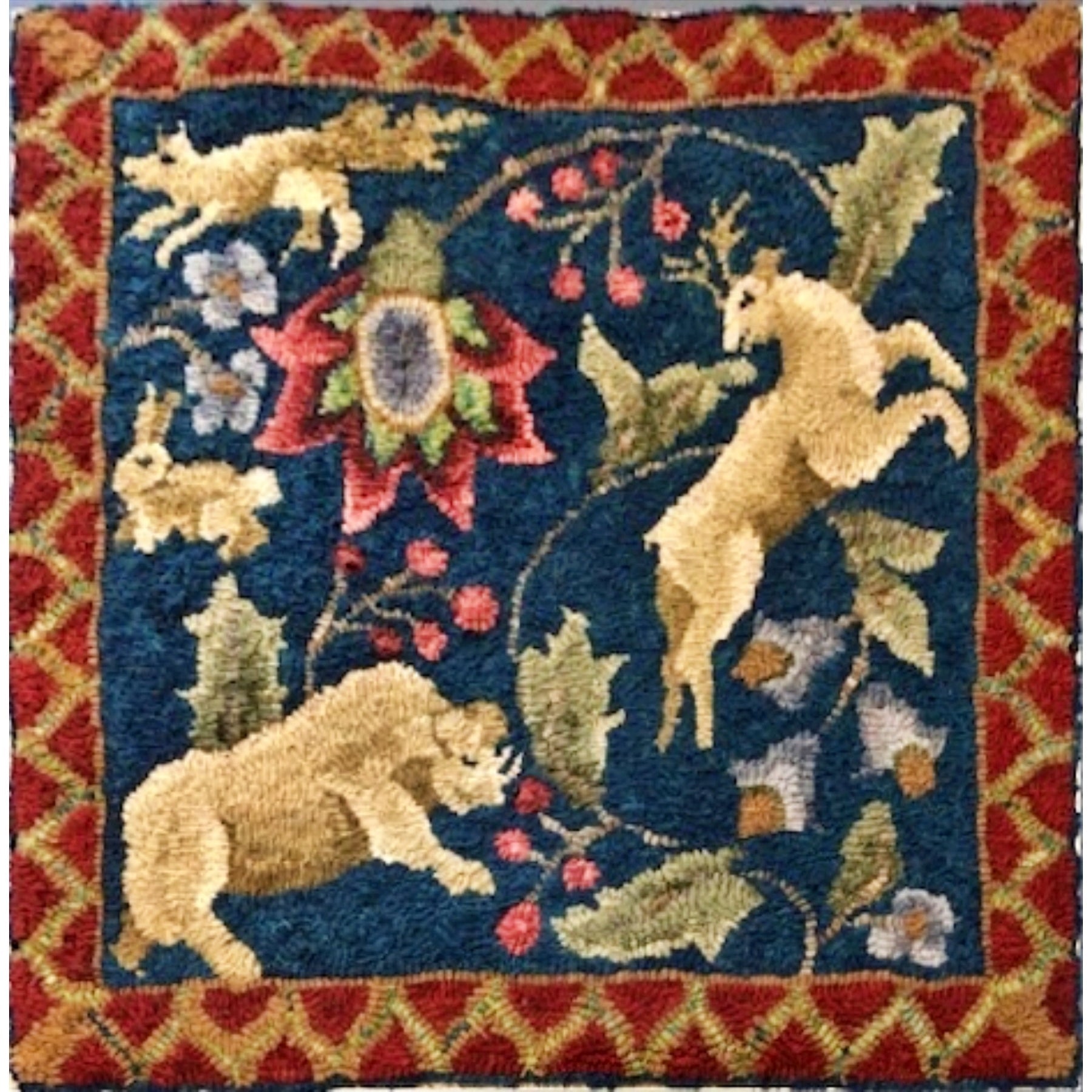 Kerman Caravan, rug hooked by Joan Quigg