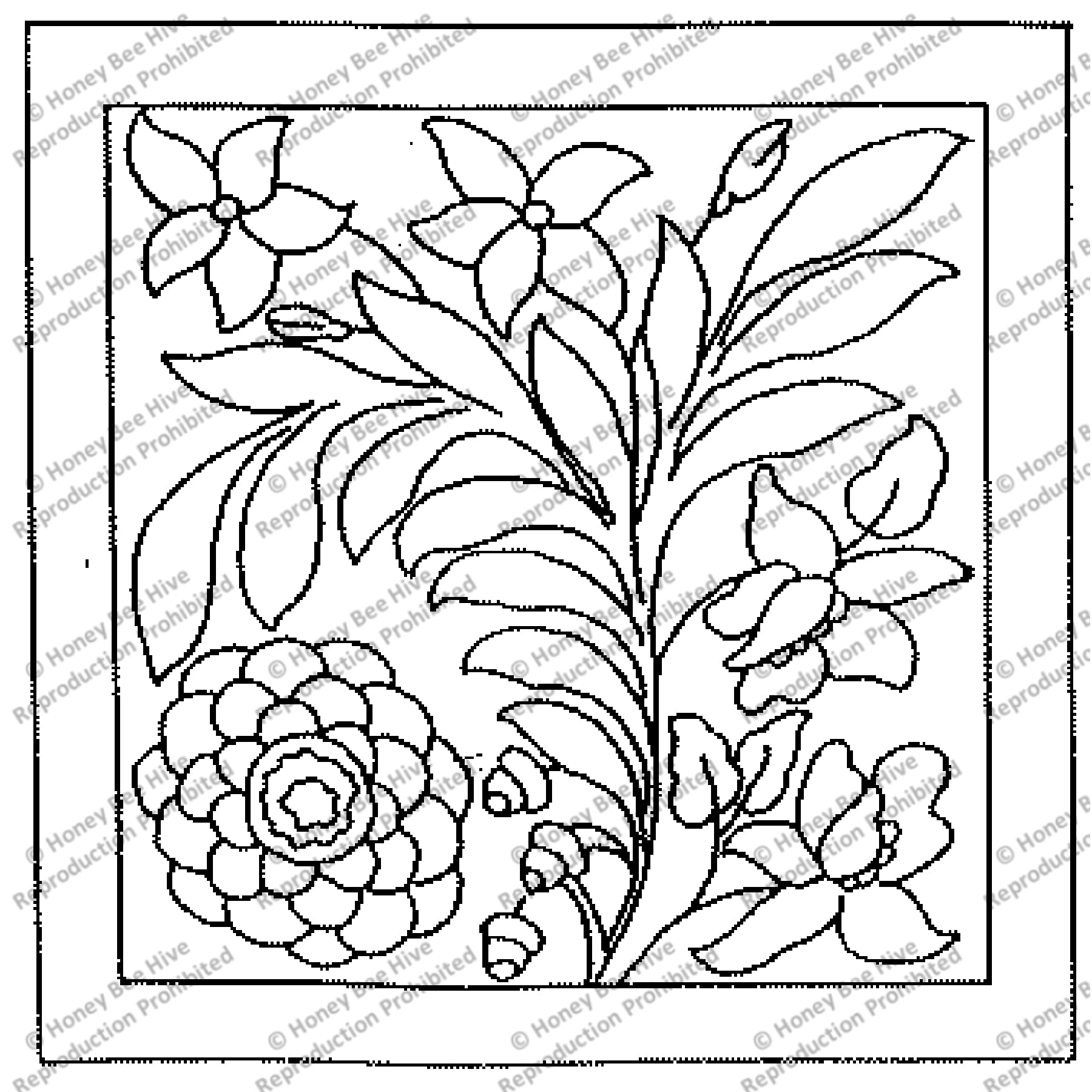 Rug Hooking Pattern: Larkspur Chintz (PT655) | Honey Bee Hive Rug