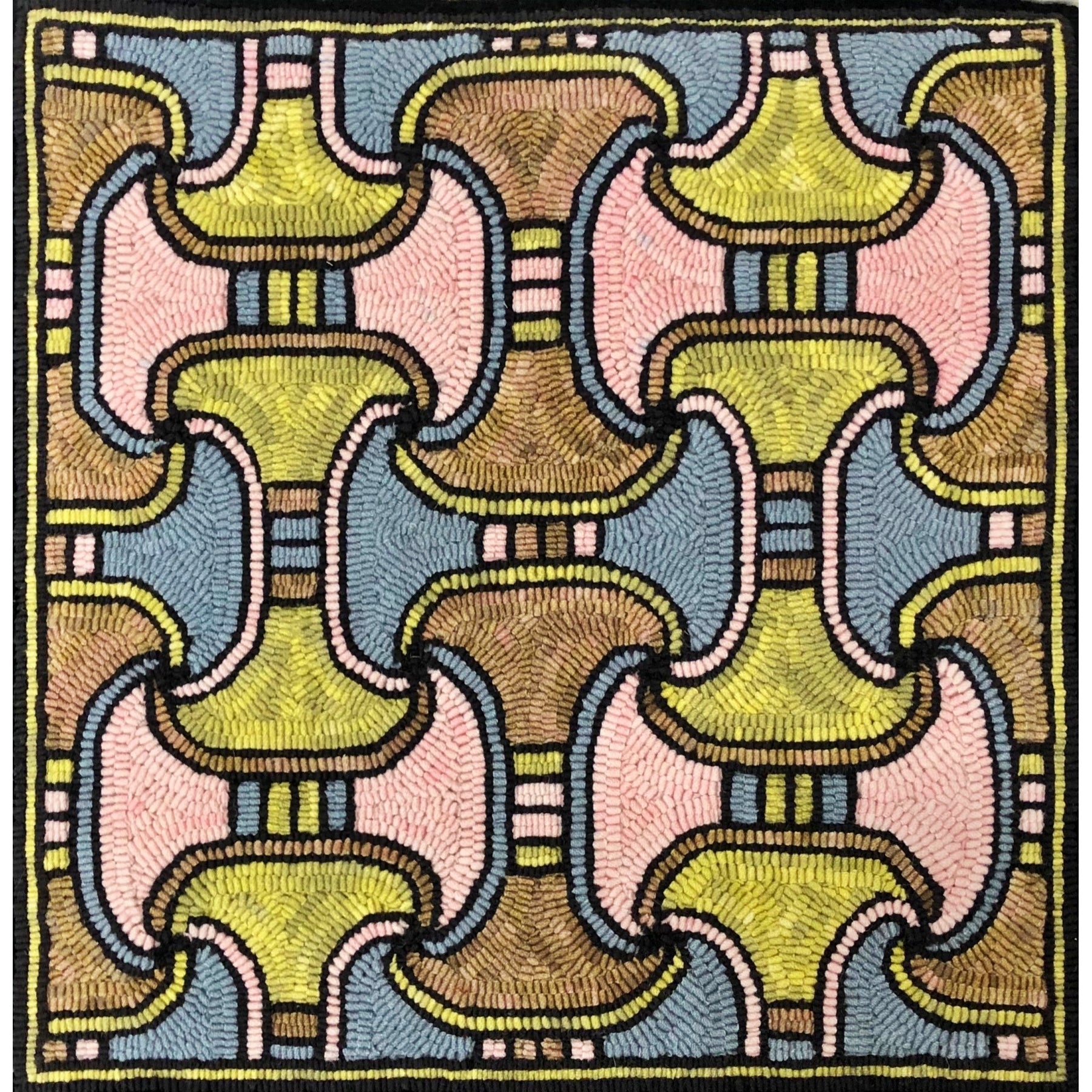Symmetry, rug hooked by Pat Murray