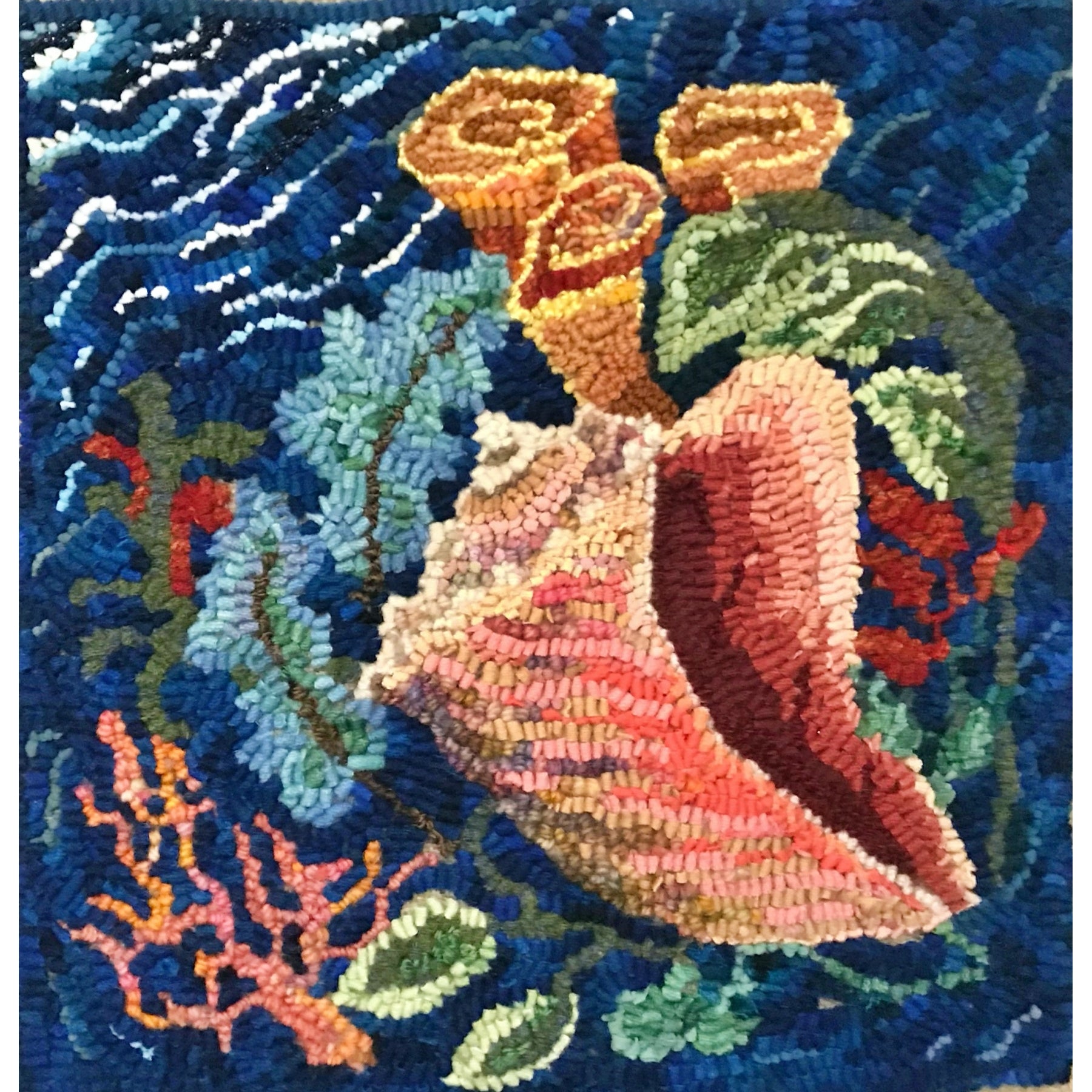 Sargasso, rug hooked by Pamela Flynn