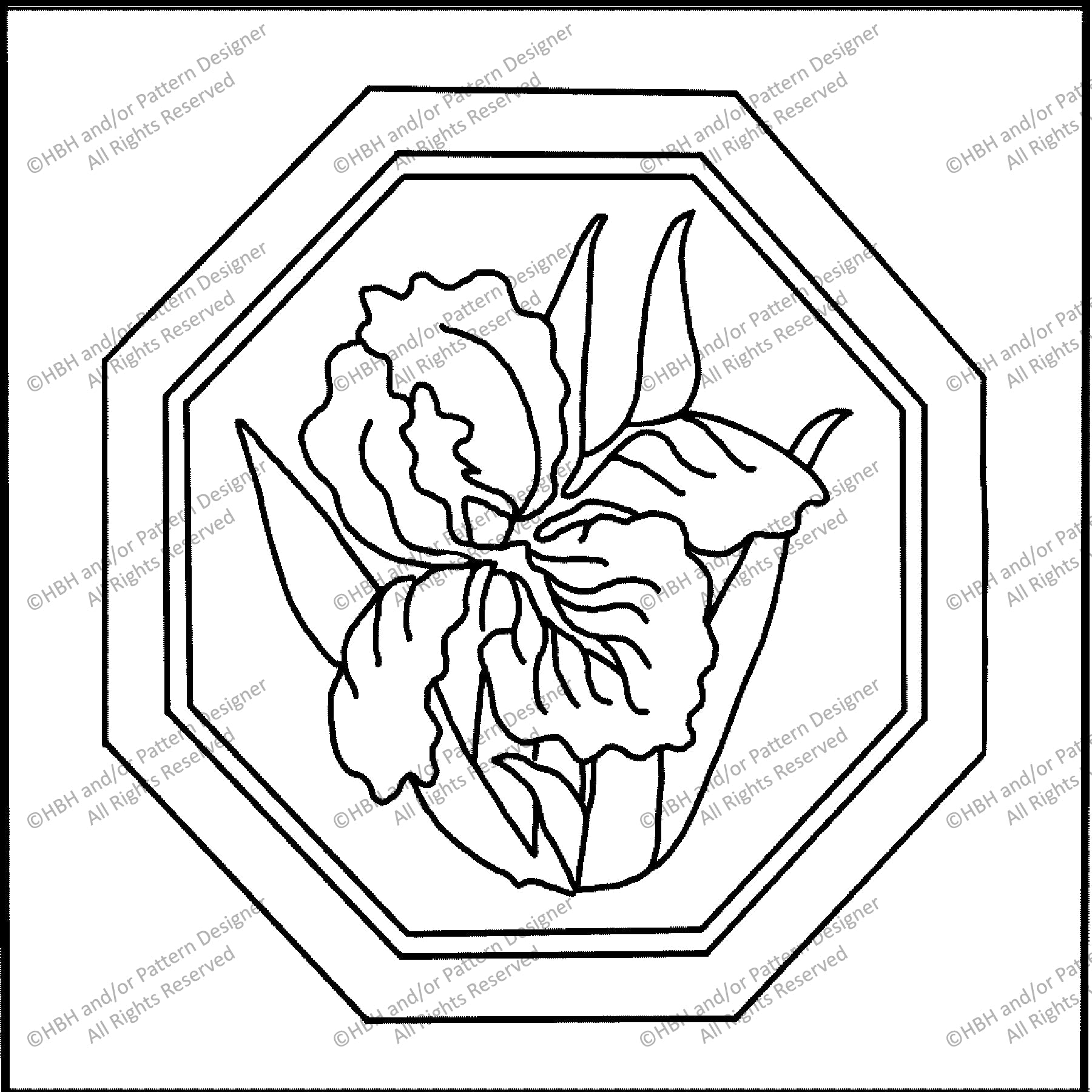 Iris Mosaic, rug hooking pattern