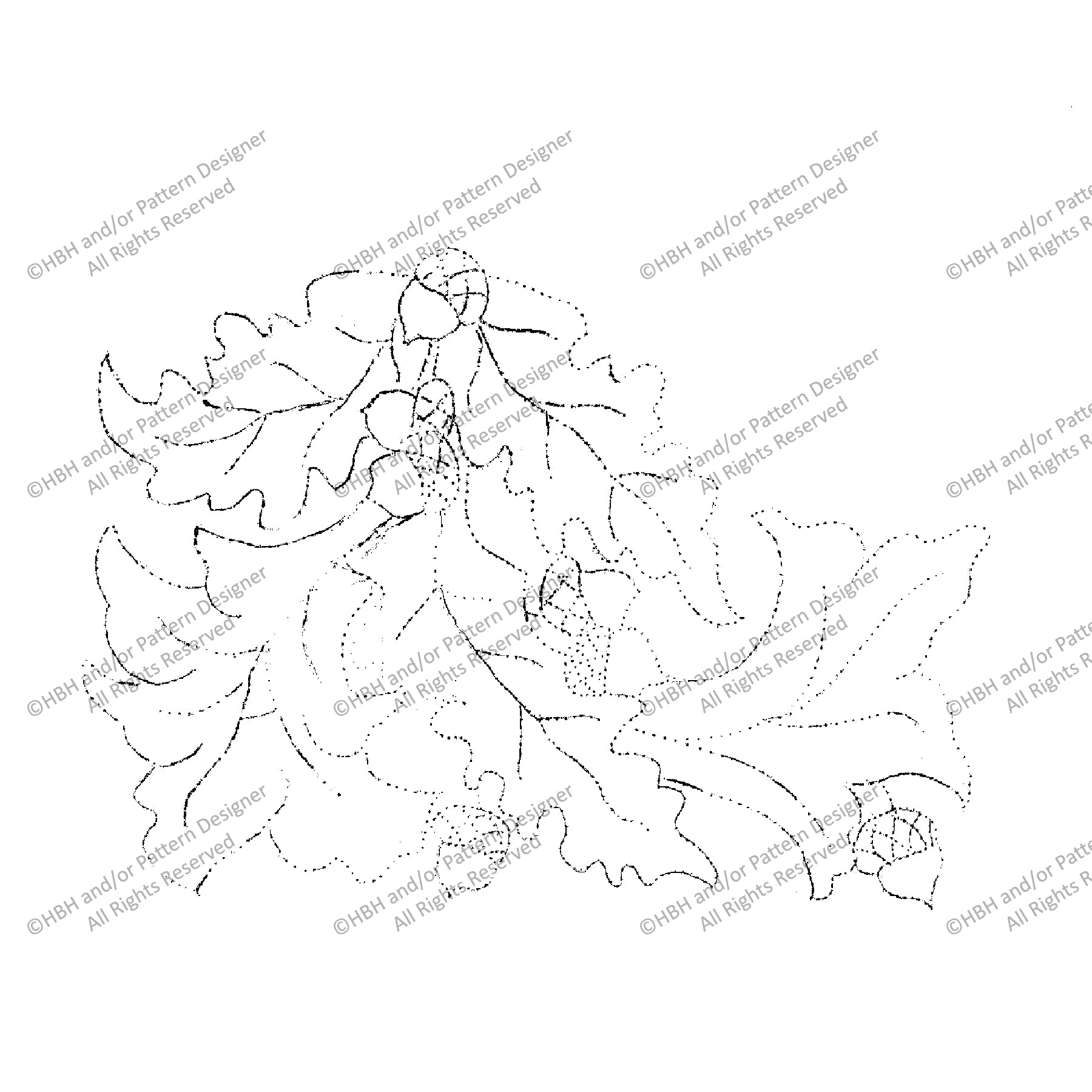 Oak Scrolling, rug hooking pattern